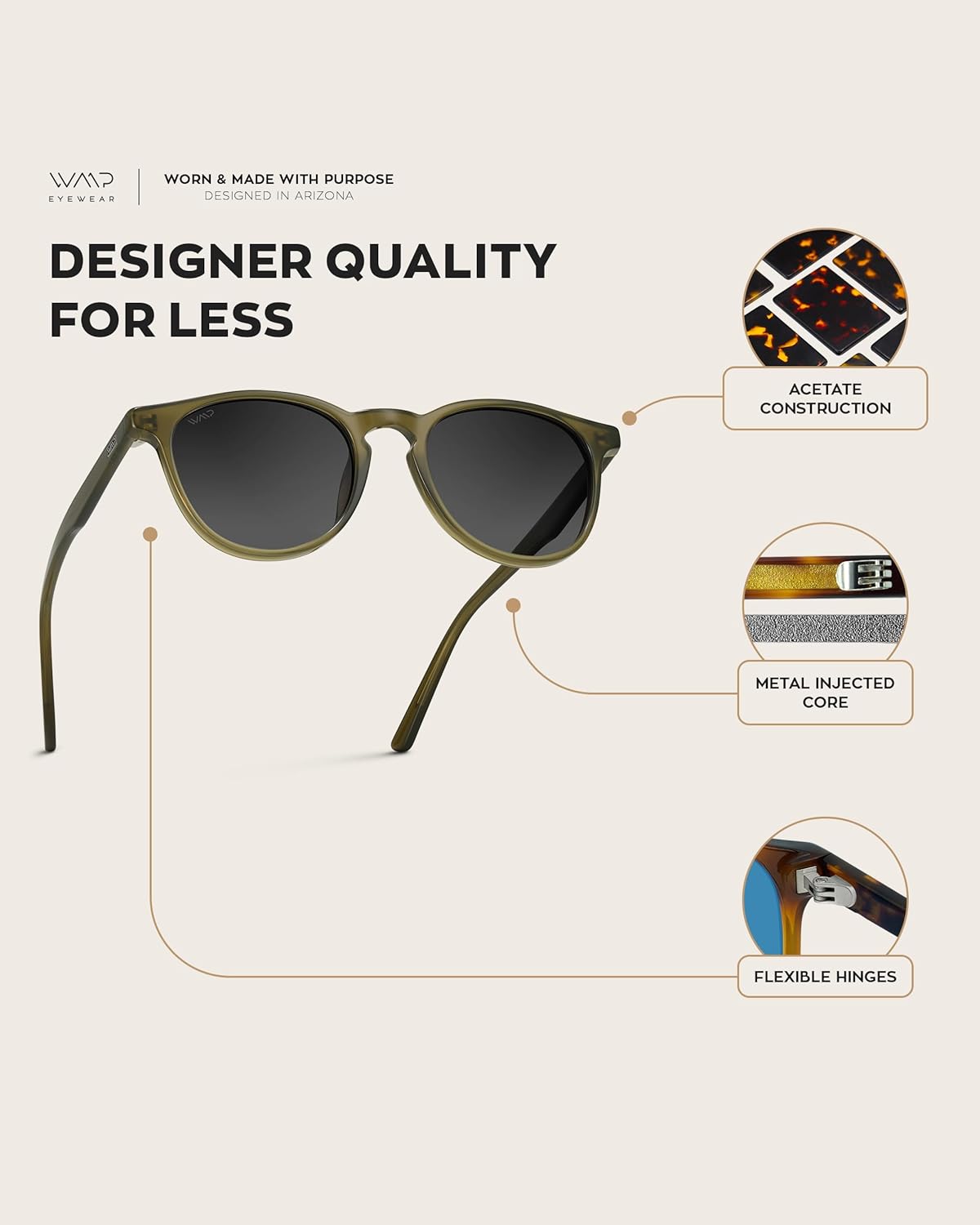 WearMe Pro WMP Eyewear - Classic Round Polarized Sunglasses for Men | Retro Design with UV Protection - Image 5