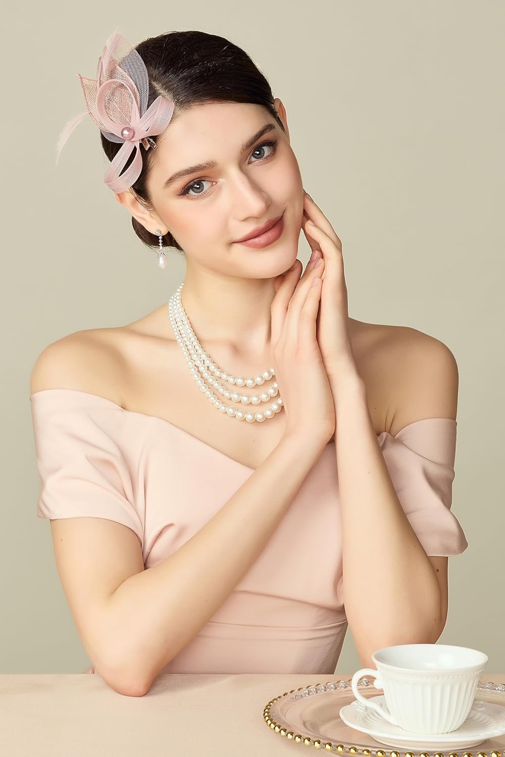 BABEYOND Fascinator Hair Clip for Women - Tea Party Kentucky Elegant Chic Mesh Feather Flower Bridal Wedding Headpiece - Image 5