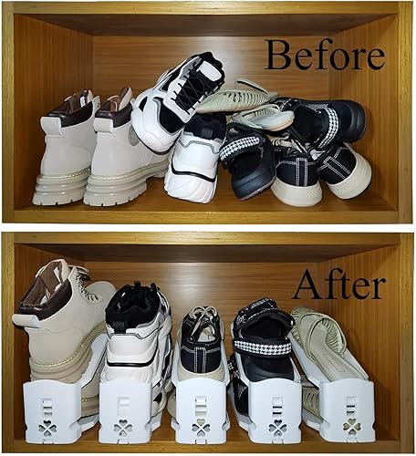 Miniatura 2 de Organizador de ranuras para zapatos, apiladores de zapatos ahorradores de espacio, zapatos ajustables de doble capa, ocupa menos espacio y organiza