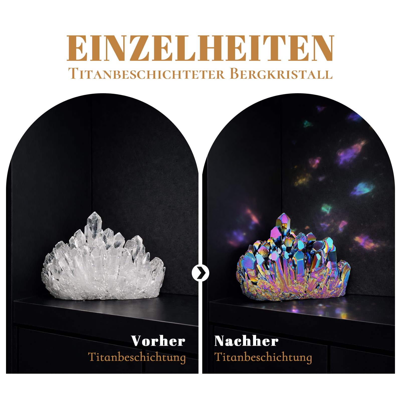 mookaitedecor Titanium Coated Natürlichen Bergkristall Rohstück Geode Dekorative Stein Naturstück Edelstein Dekoration Probe
