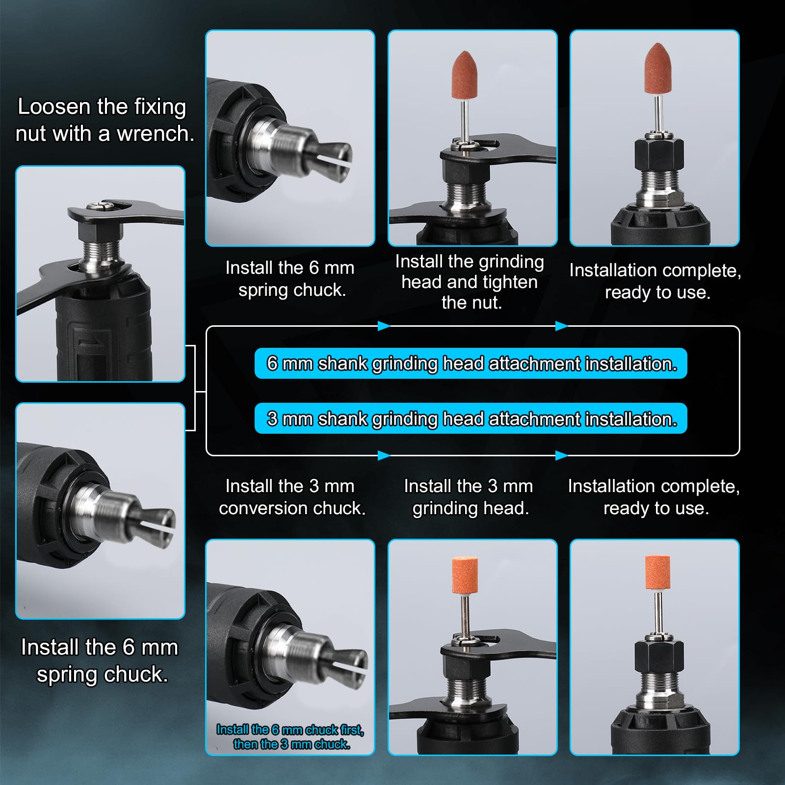 Smerigliatrice Diritta Brushless Makita 18V 128PCS Accessori 6 Velocità Variabili 3mm 6mm Mandrino Multifunzione