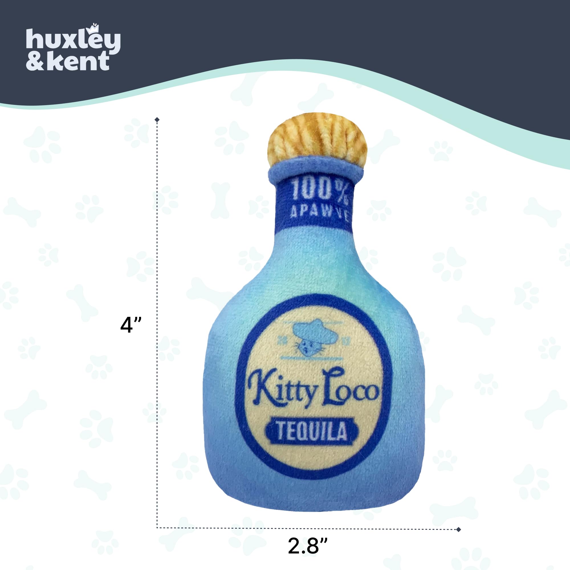 Huxley & Kent Juguete para gatos | Kitty Loco Tequila | Nappy Hour Strong Catnip Filled Cat Toy | Juguete de peluche suave con hierba gatera y arruga | Kittybelles