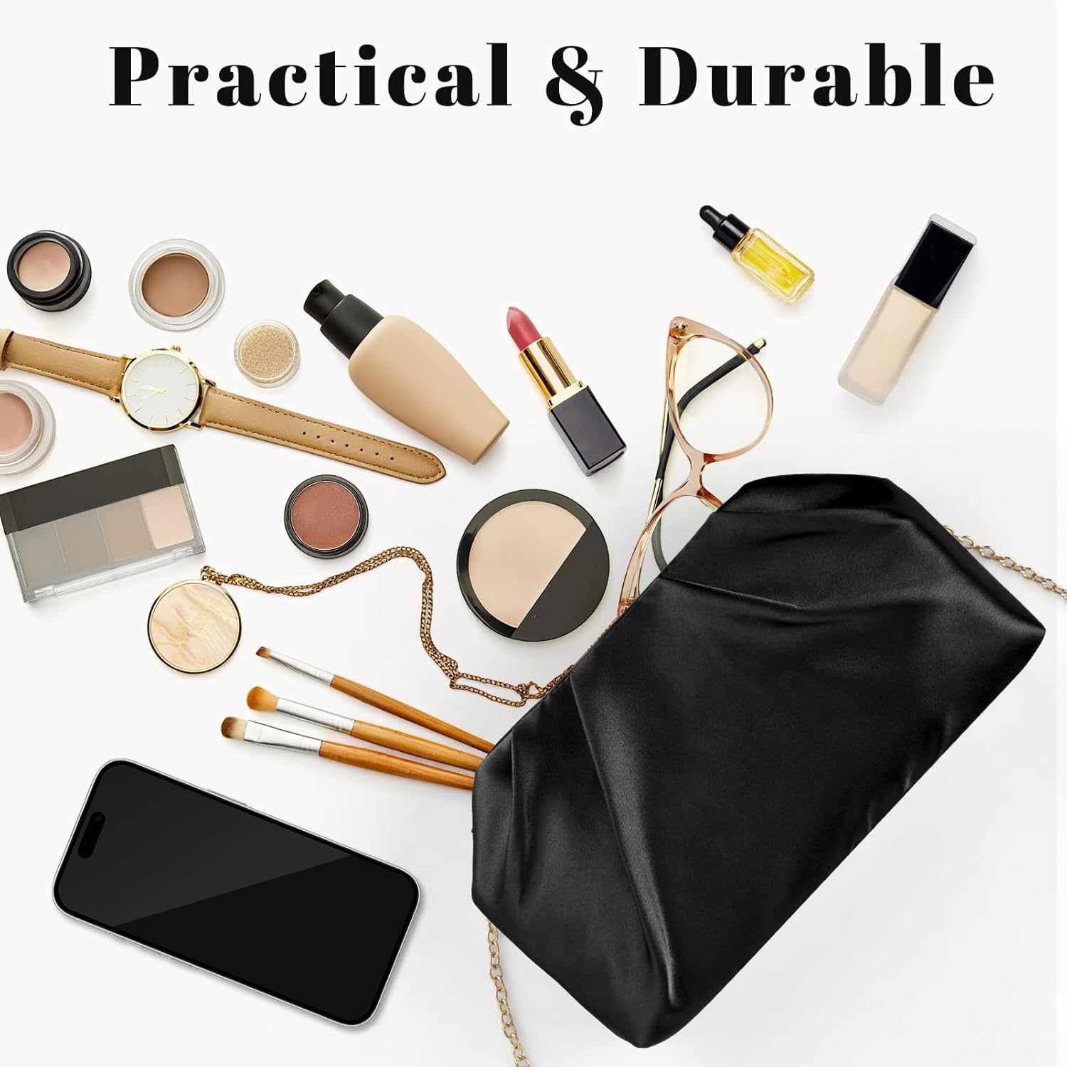 ERKOON Clutch Purse for Women Elegant Pleated Evening Bag Crossbody Shoulder Handbag Envelope Bag with 2 Detachable Chain - Image 6