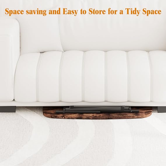 Oval CoffeeTable,Small Folding Coffee Tables For Living Room,Brown | Mid Century Modern Furniture,Sofa Side Table,Foldable Floor Desk for Small Space Home Office,80x40x45cm