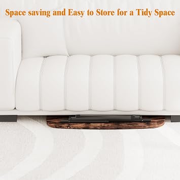 Oval CoffeeTable,Small Folding Coffee Tables For Living Room,Brown | Mid Century Modern Furniture,Sofa Side Table,Foldable Floor Desk for Small Space Home Office,80x40x45cm