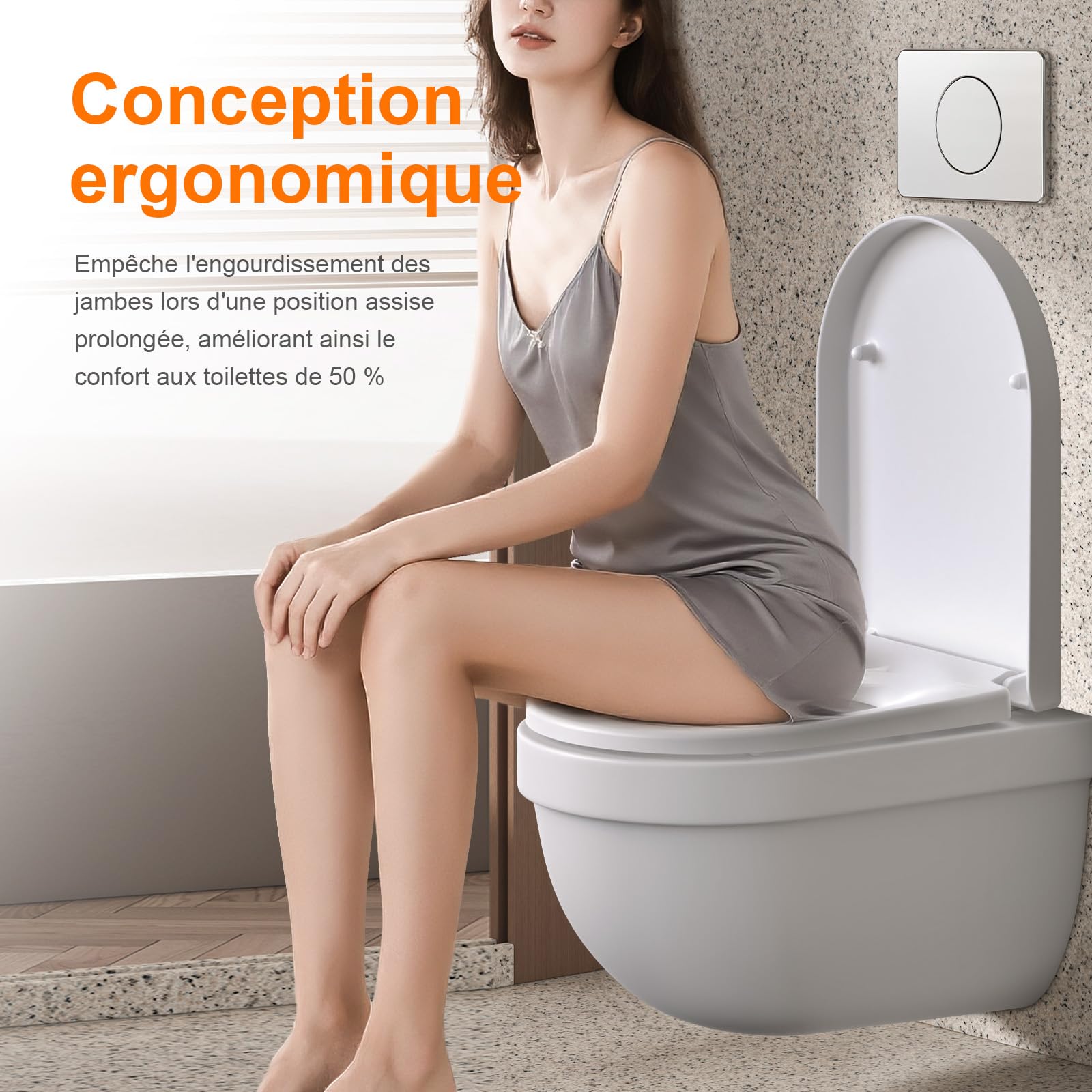 GRIFEMA Premium Abattant WC - Forme D, Universel - Duroplast(UF), Finition Céramique Brillante - Antimicrobienne & Anti-Jaunissement - Dégagement Rapide & Facile à Nettoyer - 150kg Capacité, 46.5x36cm