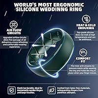 Vista 80 de Egnaro Anillos de boda de silicona para hombre: 1/4/6/7 Multipack de anillos de boda de goma con arco interior Diseño ergonómico transpirable