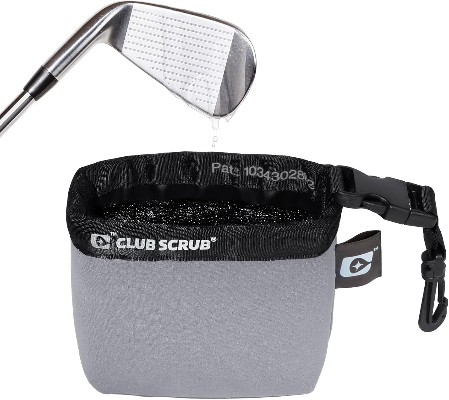 Club Scrub Golf Club and Golf Ball Cleaning Bag, Waterproof Clean Face Technology Liner, Detachable Clip, Machine Washable, Cleans Club Grooves, Dry Exterior (Neoprene or Microfiber Option Available)