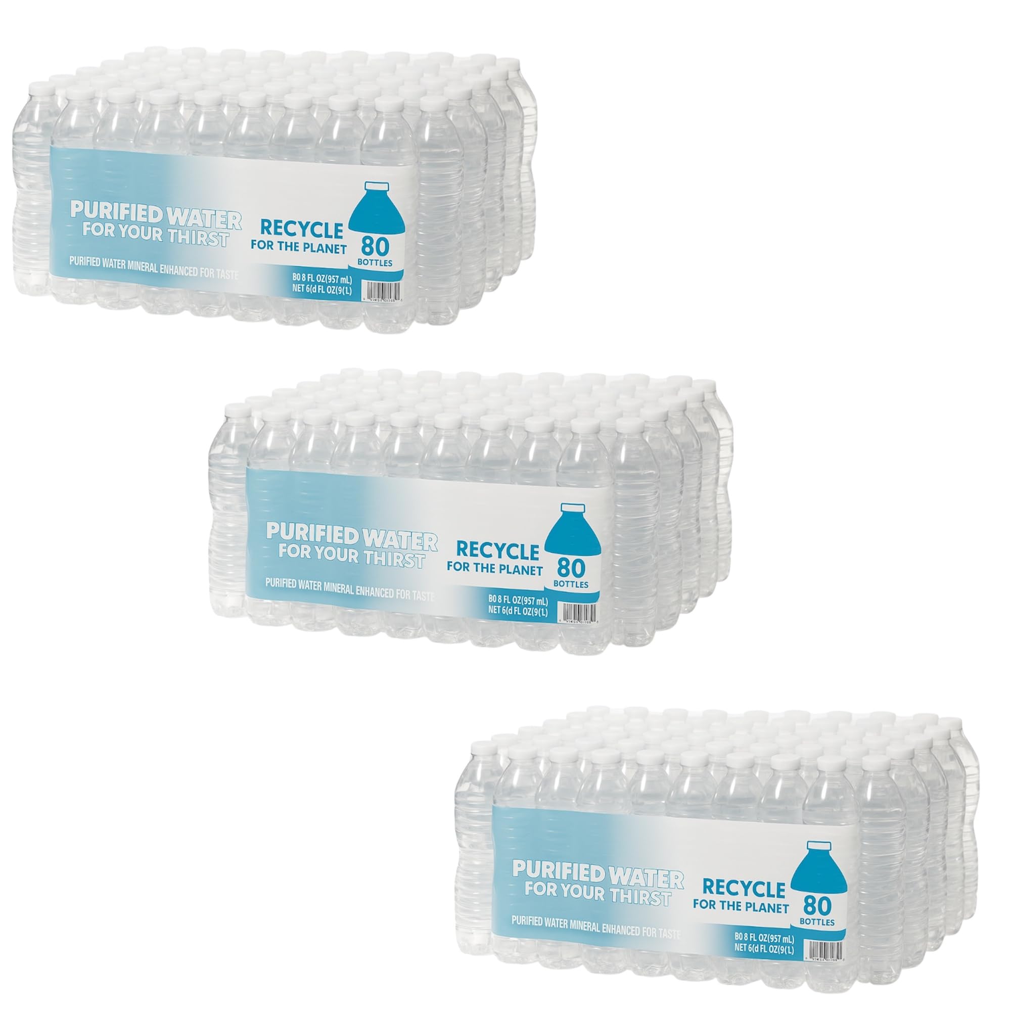 Purified Bottled Water 8 fl. oz., 80 pk. TOTAL 240 BOTTLES