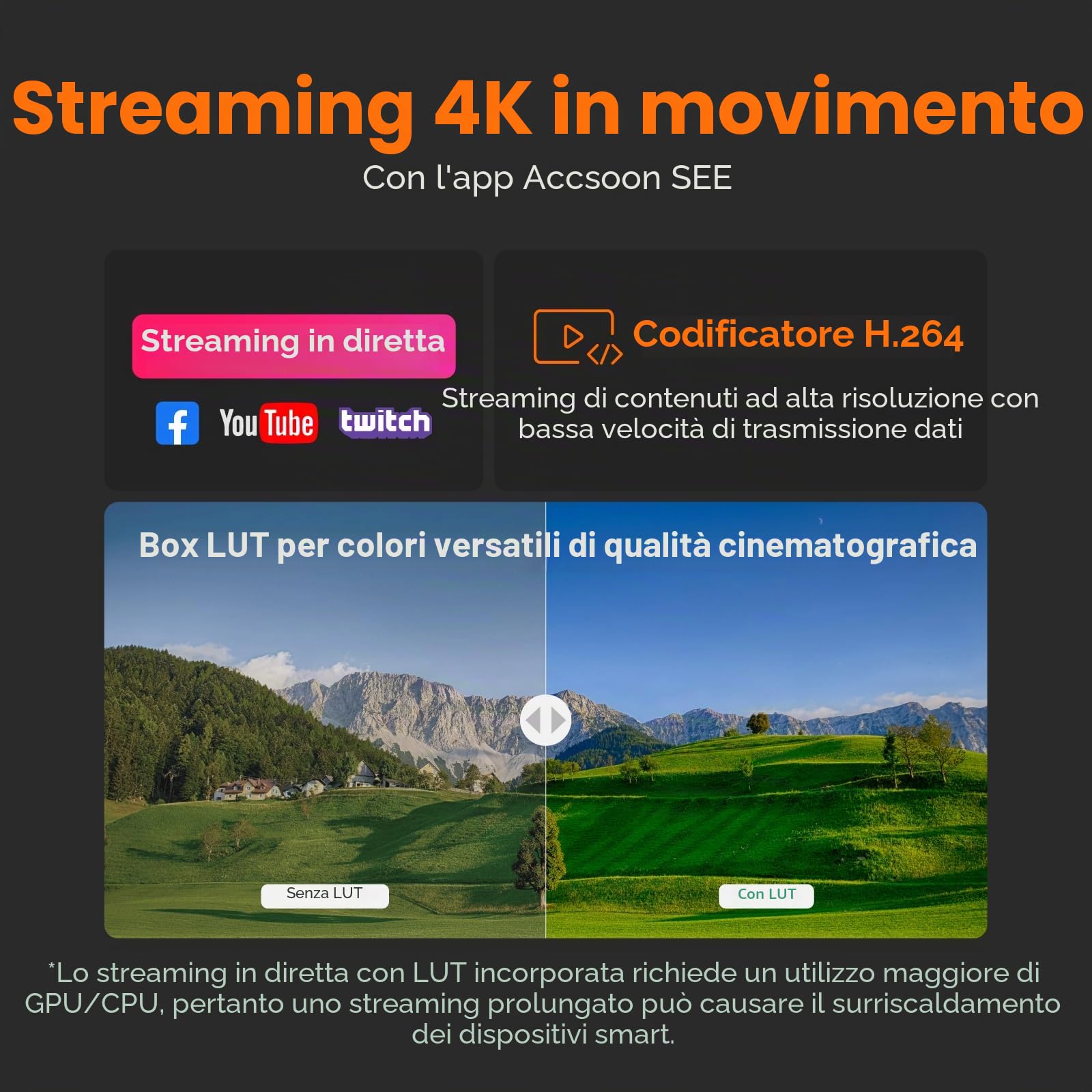 Accsoon SeeMo 4K per Android HDMI Adapter 4K 30fps/1080p 60fps HDMI a USB Video Trasmettitore in tempo reale/monitoraggio live streaming/registrazione/condivisione