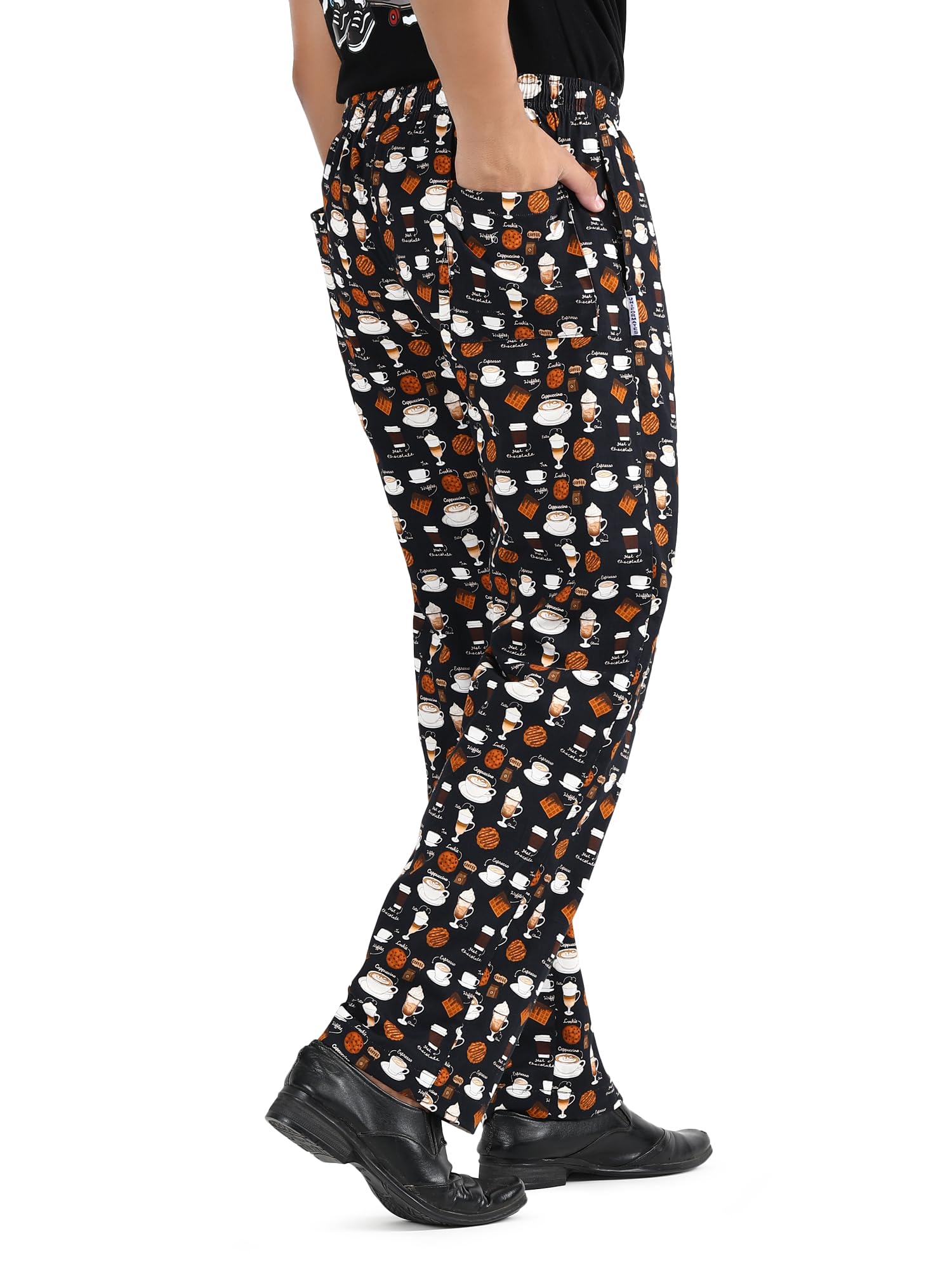 Unisex Kochhose aus 100 % Baumwolle, bedruckt, mit Kordelzug, für Gastronomie, Bäcker und kulinarische Profis
