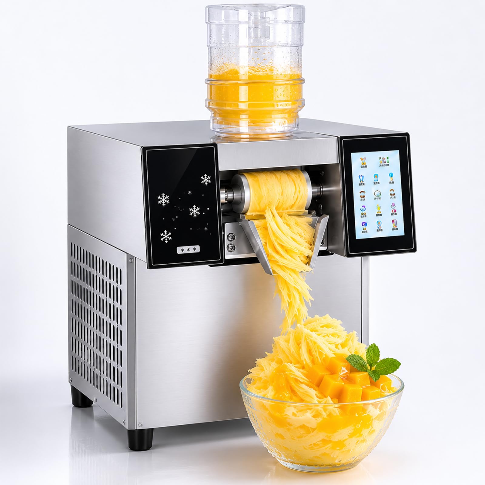 JIYINGHUI Commercial Snowflake Ice Machine,397-882LBS/24H Stainless Steel Ice Shaver Machine,3S Fast Ice Dispensing,8-Speed Adjustable,3L Capacity,for Bubble Tea Shop Café Restaurant HS240Kg