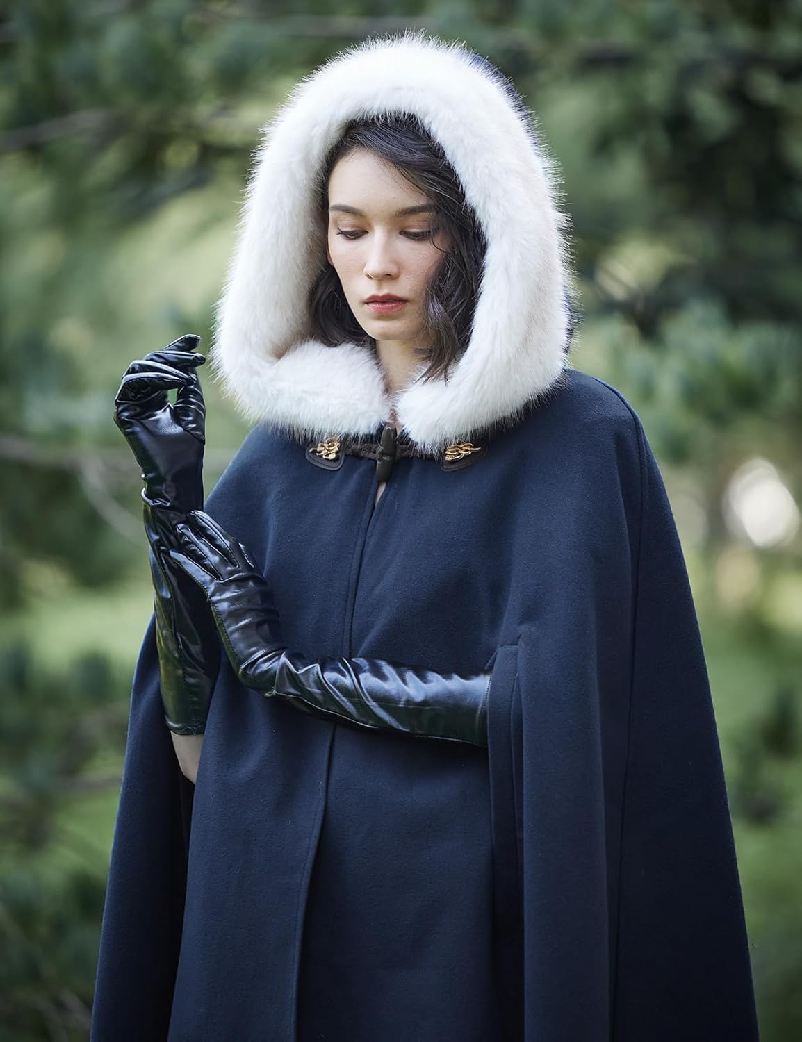 BEAUTELICATE Renaissance Hooded Cloak Cosplay Medieval Wool Blend Halloween Winter - Image 3