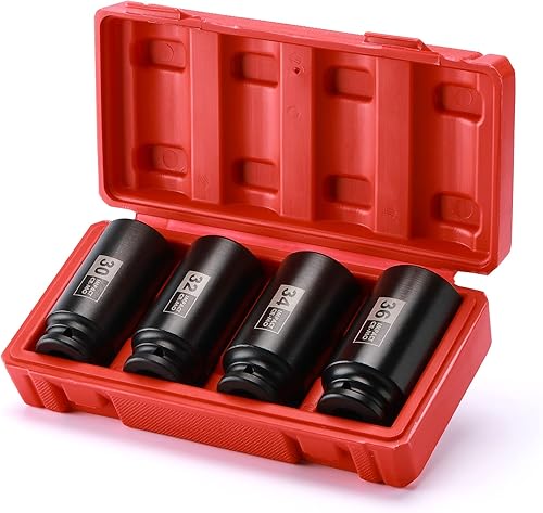 Miniatura 6 de EMENTOL 4 piezas de 12 pulgada de juego de llaves de impacto profundo, CR-MO, 12 puntos, métrico, juego de llaves de impacto profundo de eje de