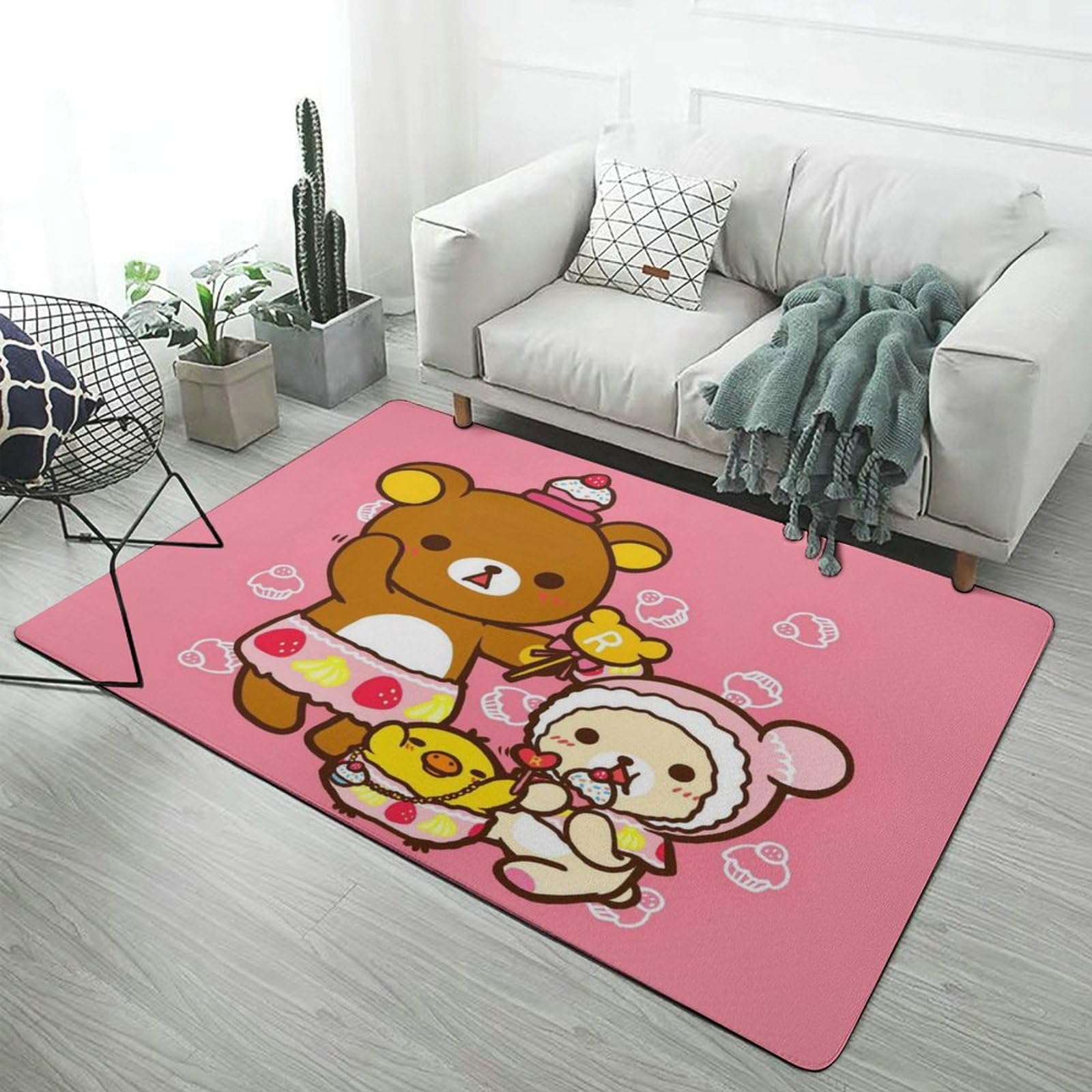 Amazon | 人気 リラックマ カーペット 長方形滑り止めマット 抗菌防臭