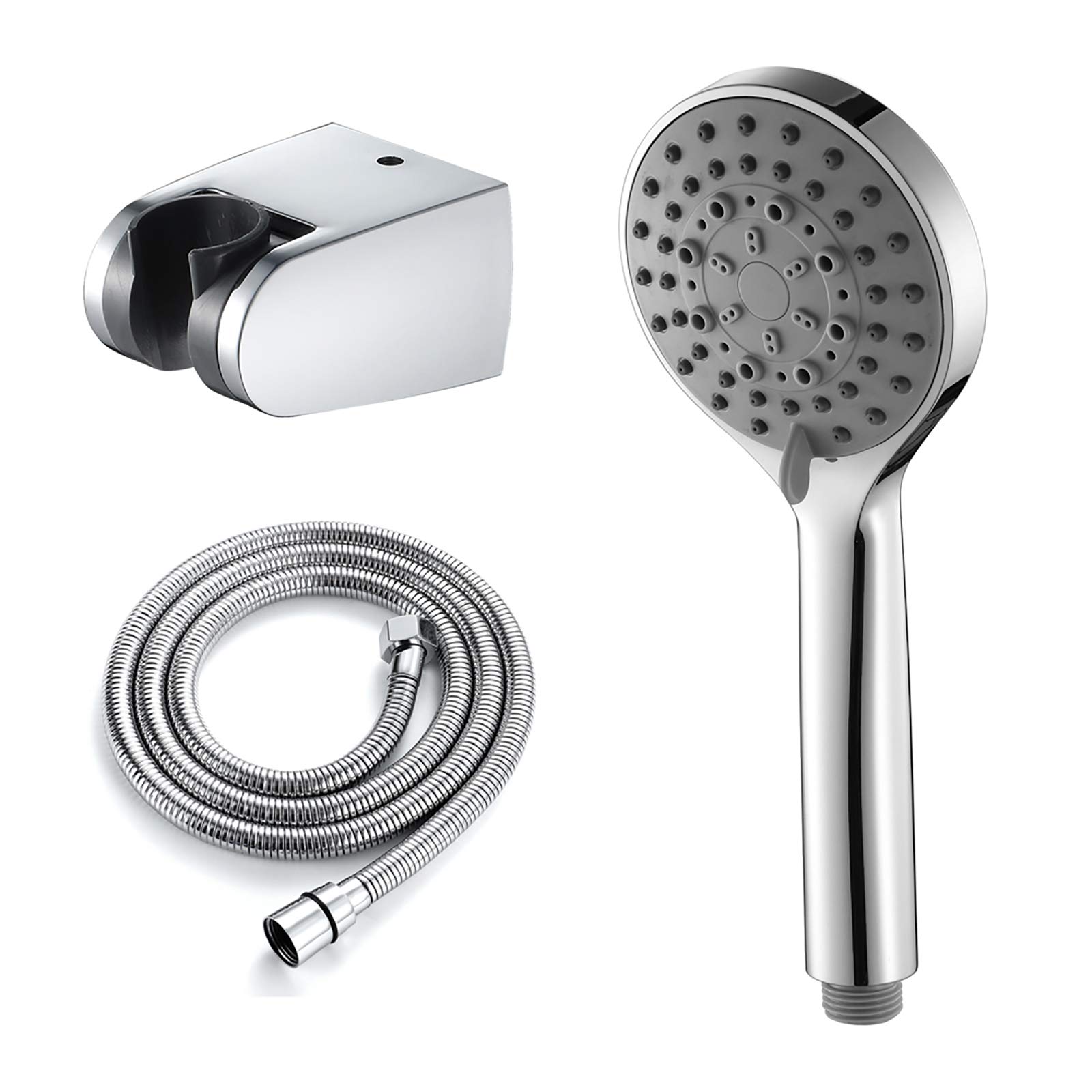 Juego de Cabezal de Ducha de Mano Universal Cromado con 5 Modos de Agua, rociador de Ducha de Mano de Alta presión ABS con Soporte ABS y Manguera de Ducha de Acero Inoxidable