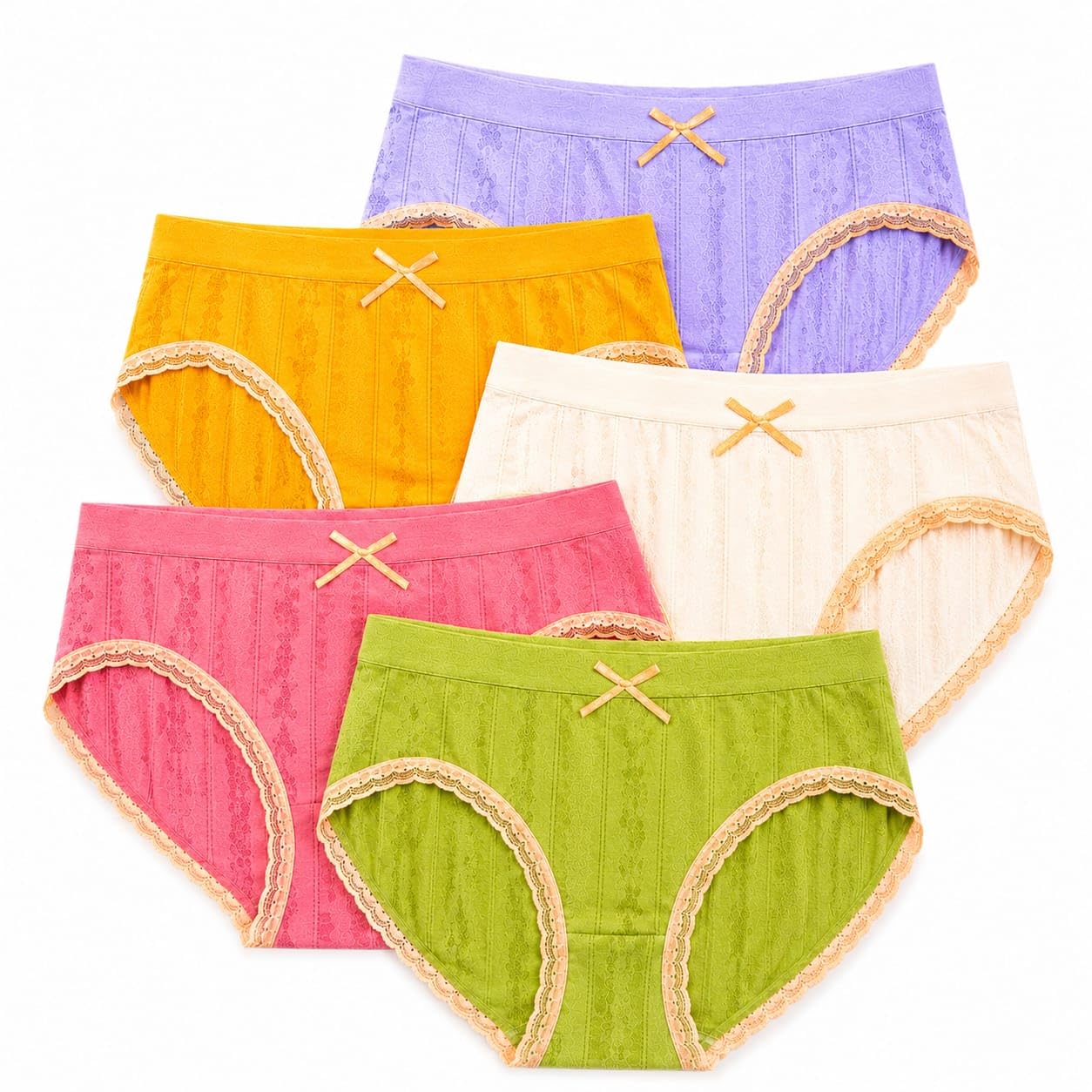 Women Lace Trim Printed Cotton Panties - Soft Breathable Comfortable Innerwear Briefs-image-25