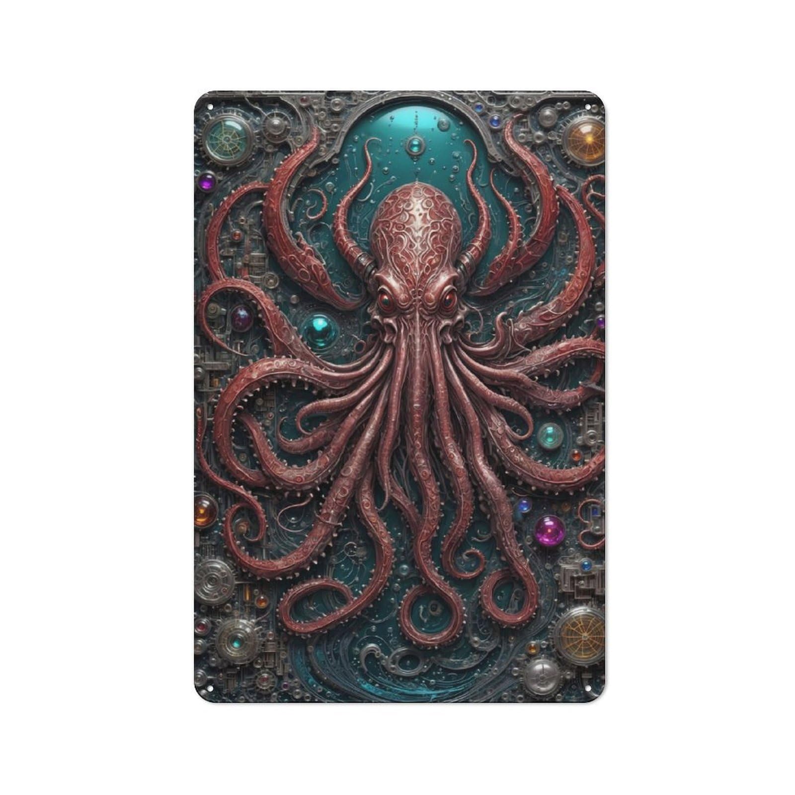 Galactic Kraken Chronicles Classic Metal Wall Decor 30x20cm, Metal Sign for Cafe, Pub, Workshop Or Home Bar, Small Accent for Blank Walls