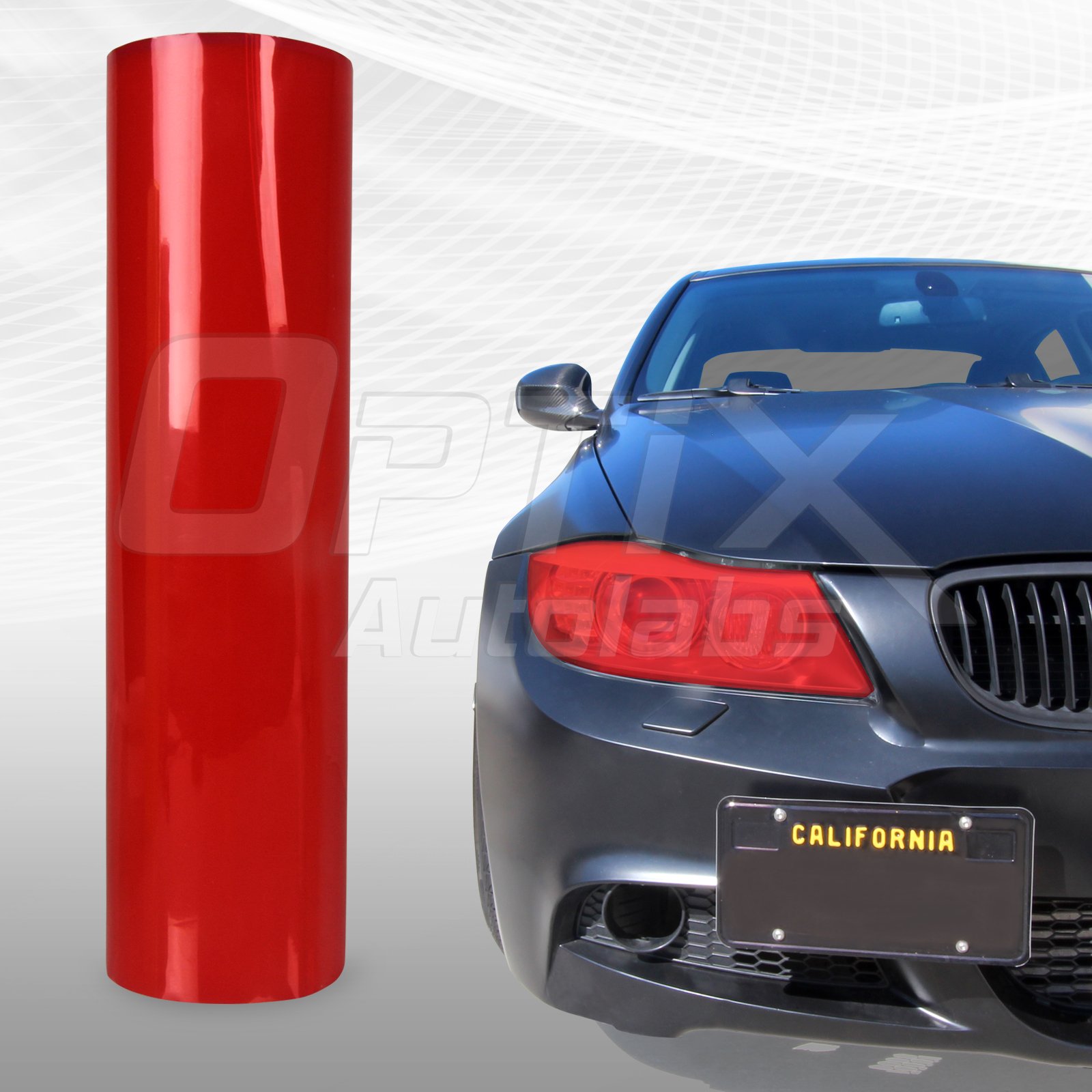 OptixRed Tint Headlights Tail Lights Fog Lights Sidemarker Vinyl Film - 12" x 48" Inch…