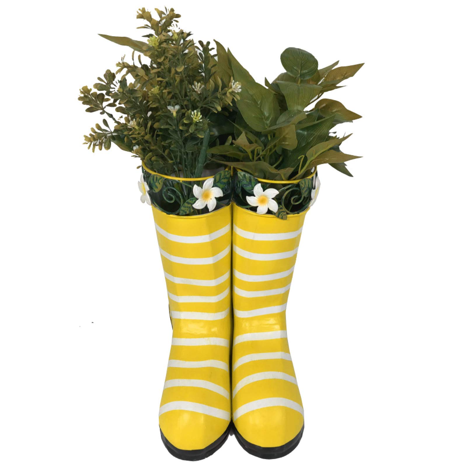 Primus Hanging Pair of Wellies Metal Planter, Yellow, 25cm x 22cm x 29cm