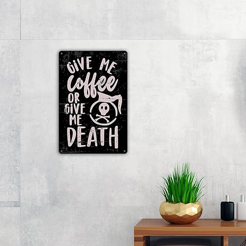 Miniatura 4 de Letrero de metal con texto en inglés Give Me Coffee con texto en inglés Give Me Coffee para decoración de pared con frases para el hogar, cocina,