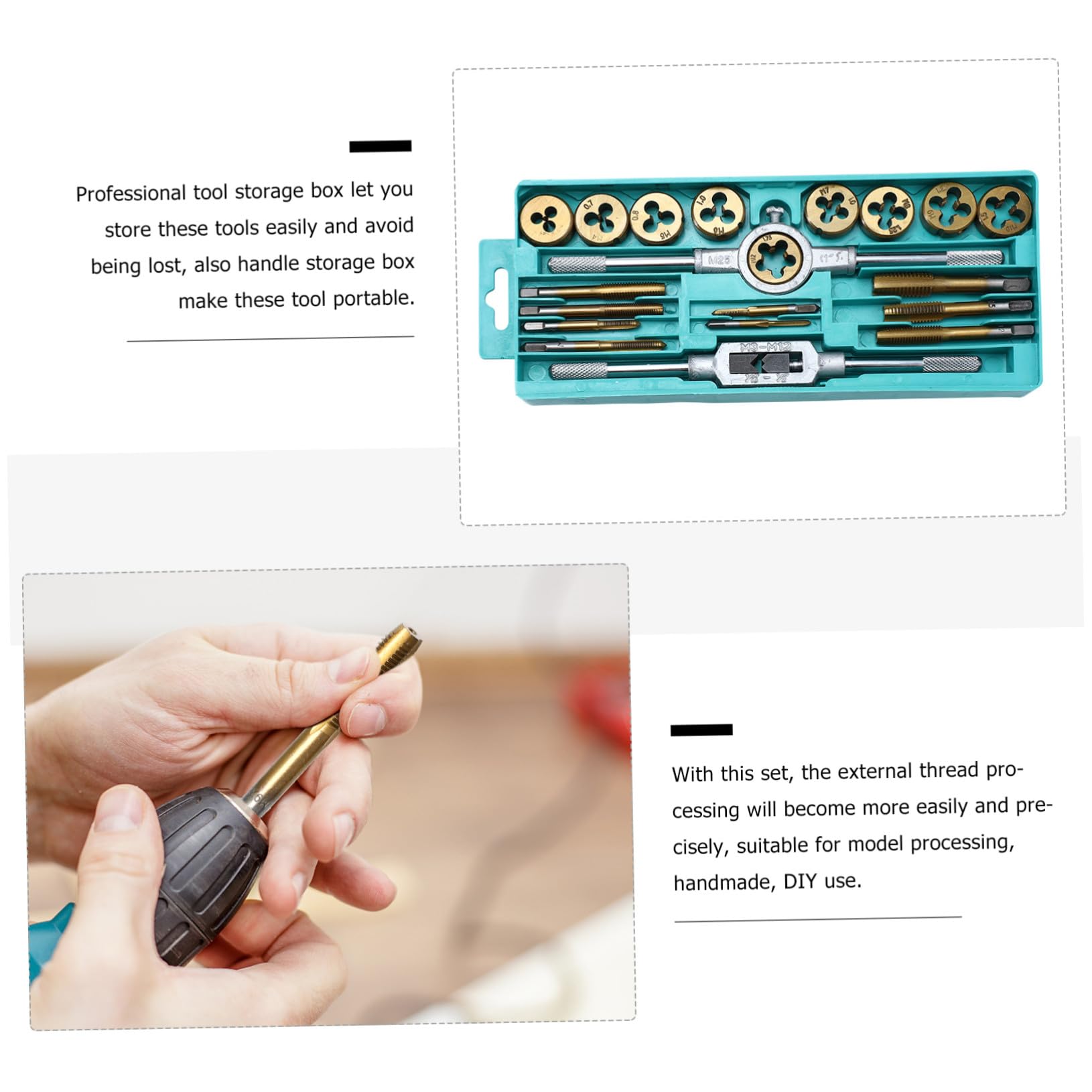 iplusmile Machos y Terrajas Herramientas para Roscar Llave para Machos de Roscar para Trabajos de Bricolaje Casa y Taller de Mecánica