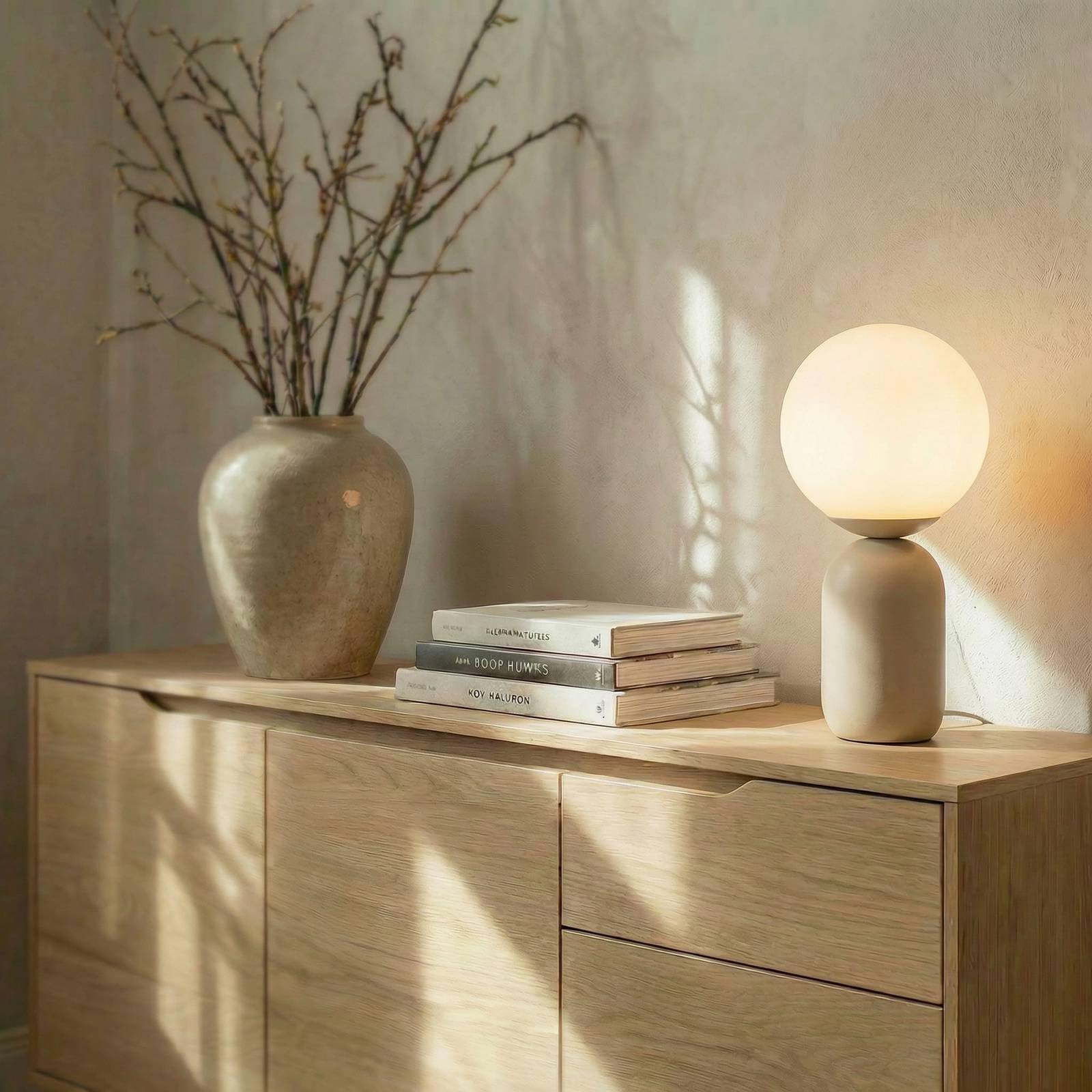 Lindby Tischlampe Lennes (Modern) in Weiß aus Glas (1 flammig, E27) - Tischleuchte Schreibtischlampe Nachttischlampe Wohnzimmerleuchte