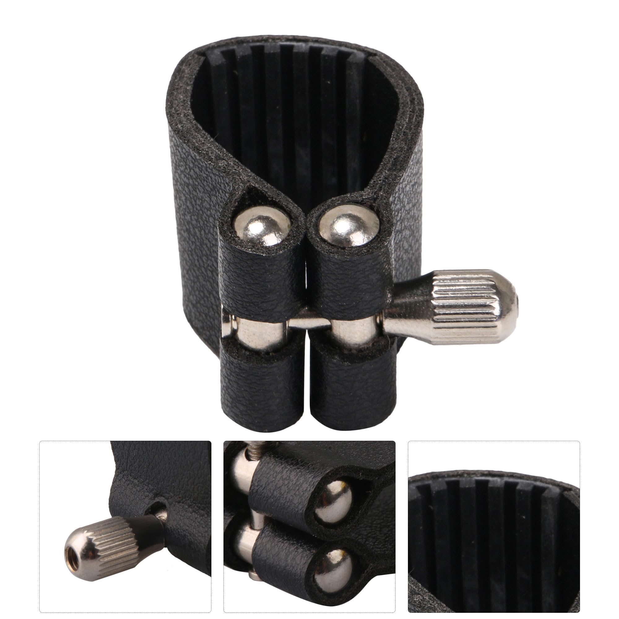 Yibuy Ligature de saxophone alto en cuir noir 85 mm