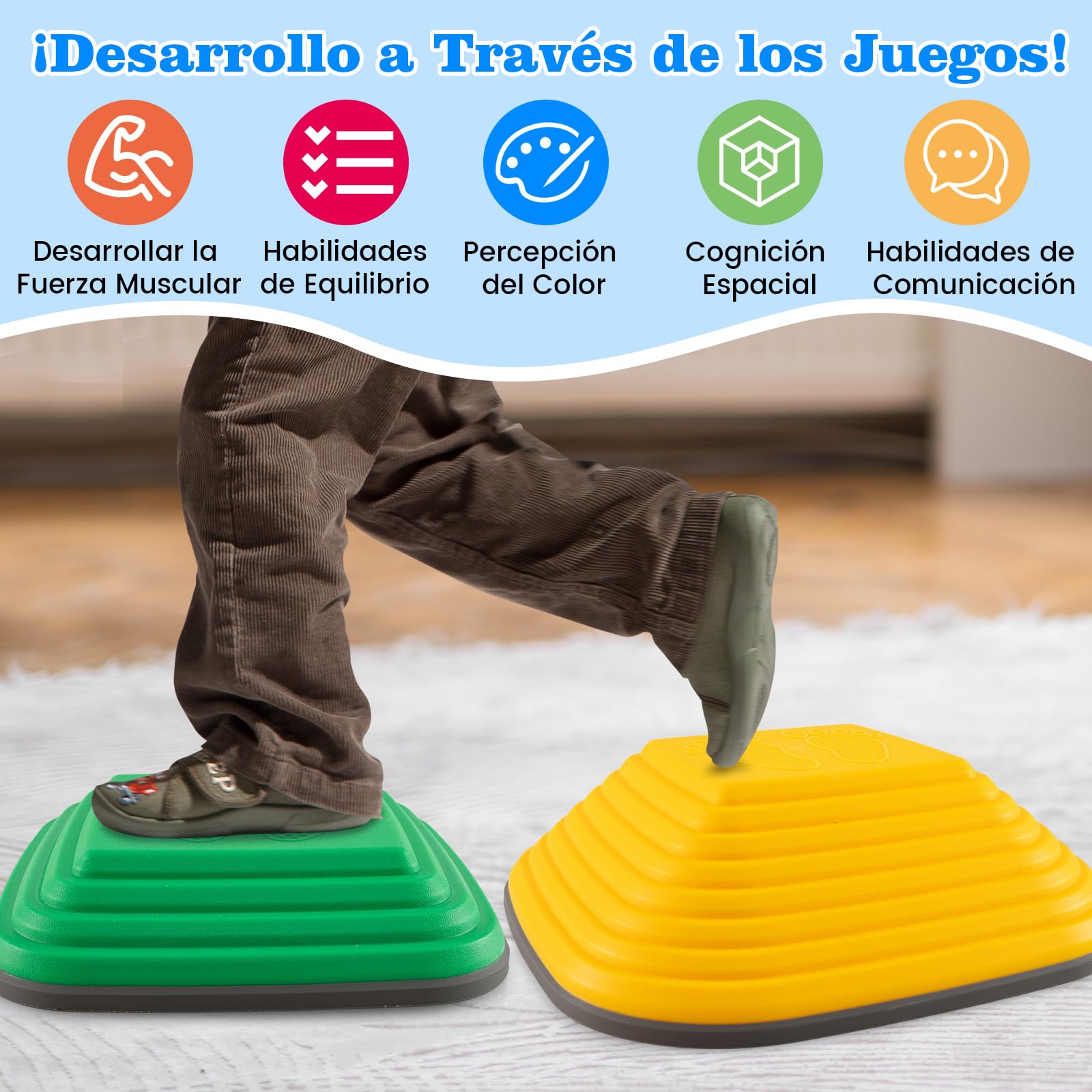COSTWAY Piedras de Equilibrio para Niños, Juego de 11 Piezas de Equilibrio Apilables con Borde Completo Antideslizante para Niños, Juguetes Sensoriales para Guardería