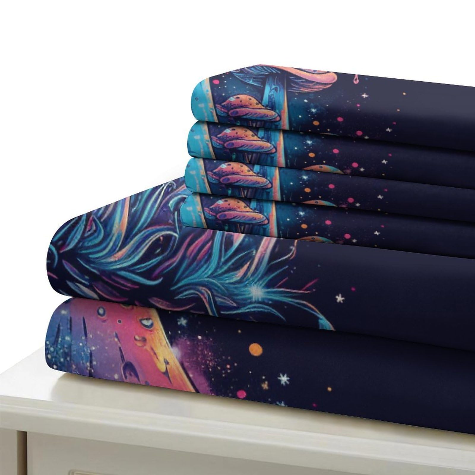 Stampato in 3D Fungo colorato Copertina Stampata Microfibra Disegnata Biancheria Da Letto Con Chiusura A Cerniera Con 2 Federe,Double（200x200cm）, Per Ragazzi Adulti