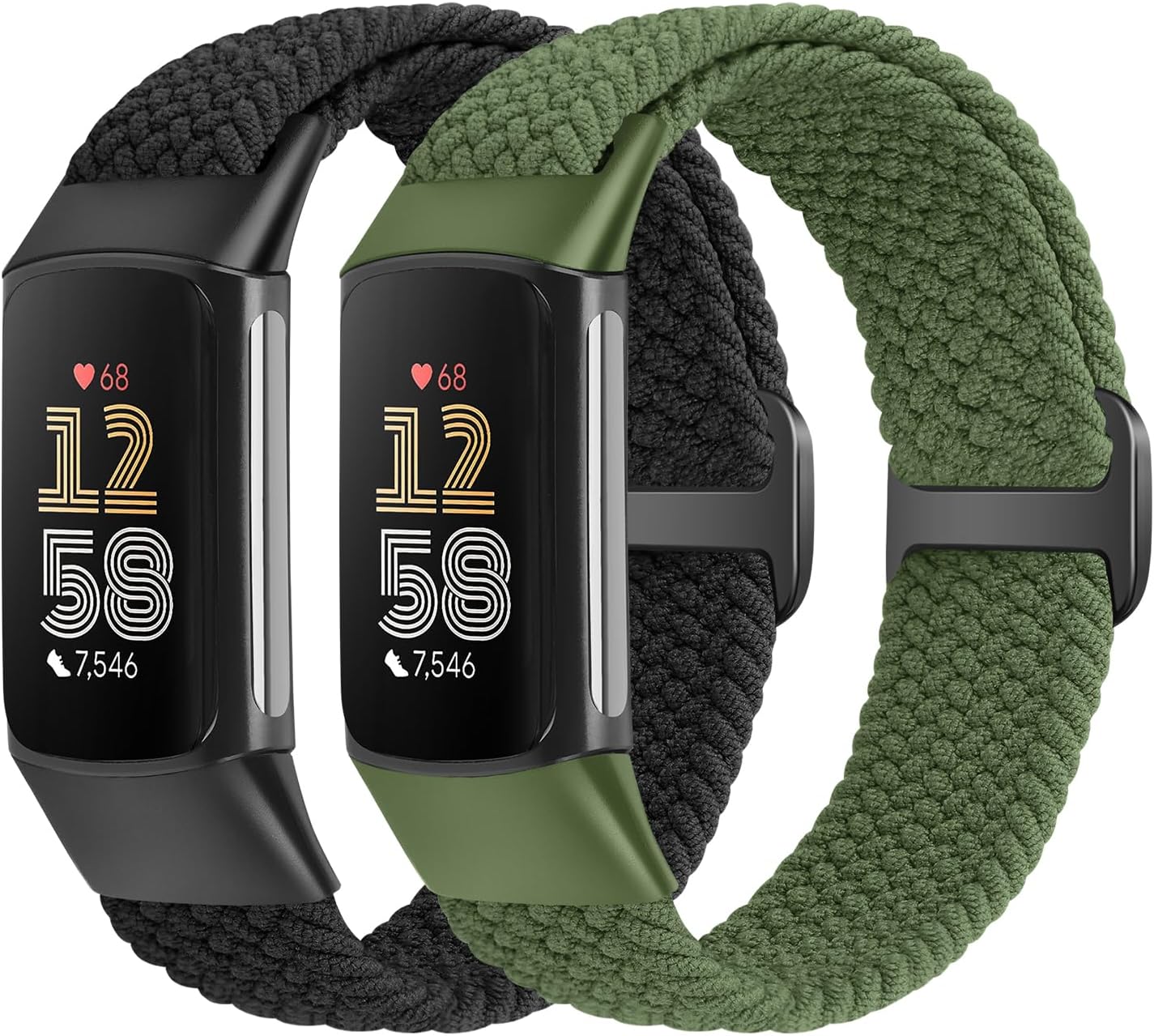 Elastic Braided Bands Compatible with Fitbit Charge 5/Fitbit Charge 6 for Women Men, Breathable Adjustable Stretchy Nylon Loop Sport Replacement Wristbands for Fitbit Charge 6 Charge 5 Straps