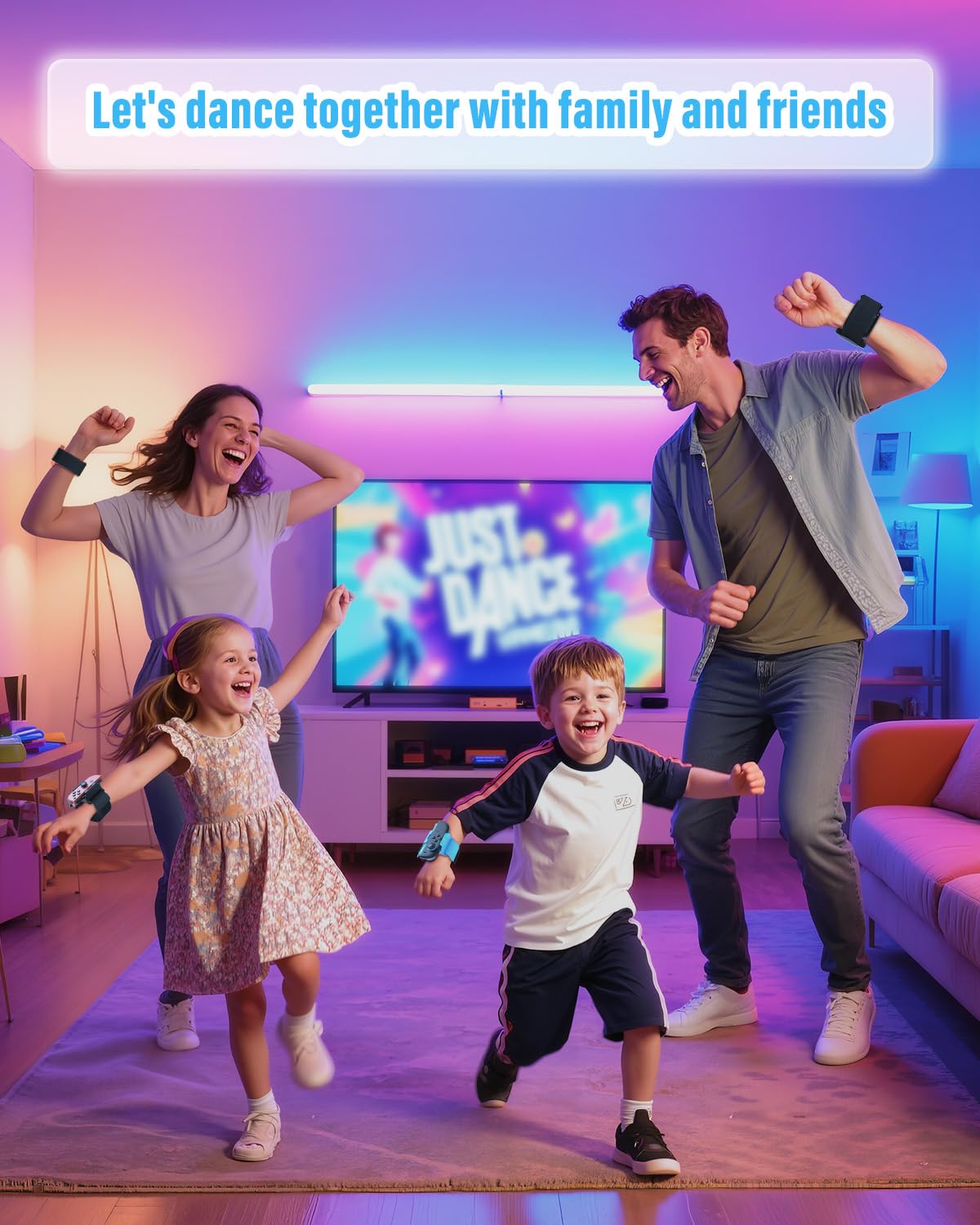 [𝐒𝐰𝐢𝐭𝐜𝐡 𝟐/𝟏/𝗢𝗟𝗘𝗗]-Lot de 4 Bracelets pour Nintendo Switch Just-Dance 2026 2025 2024 pour Switch 2/Switch 1/OLED, Sangles Elastique Ajustable Accessoires pour Joy Pad,pour Adultes & Enfants
