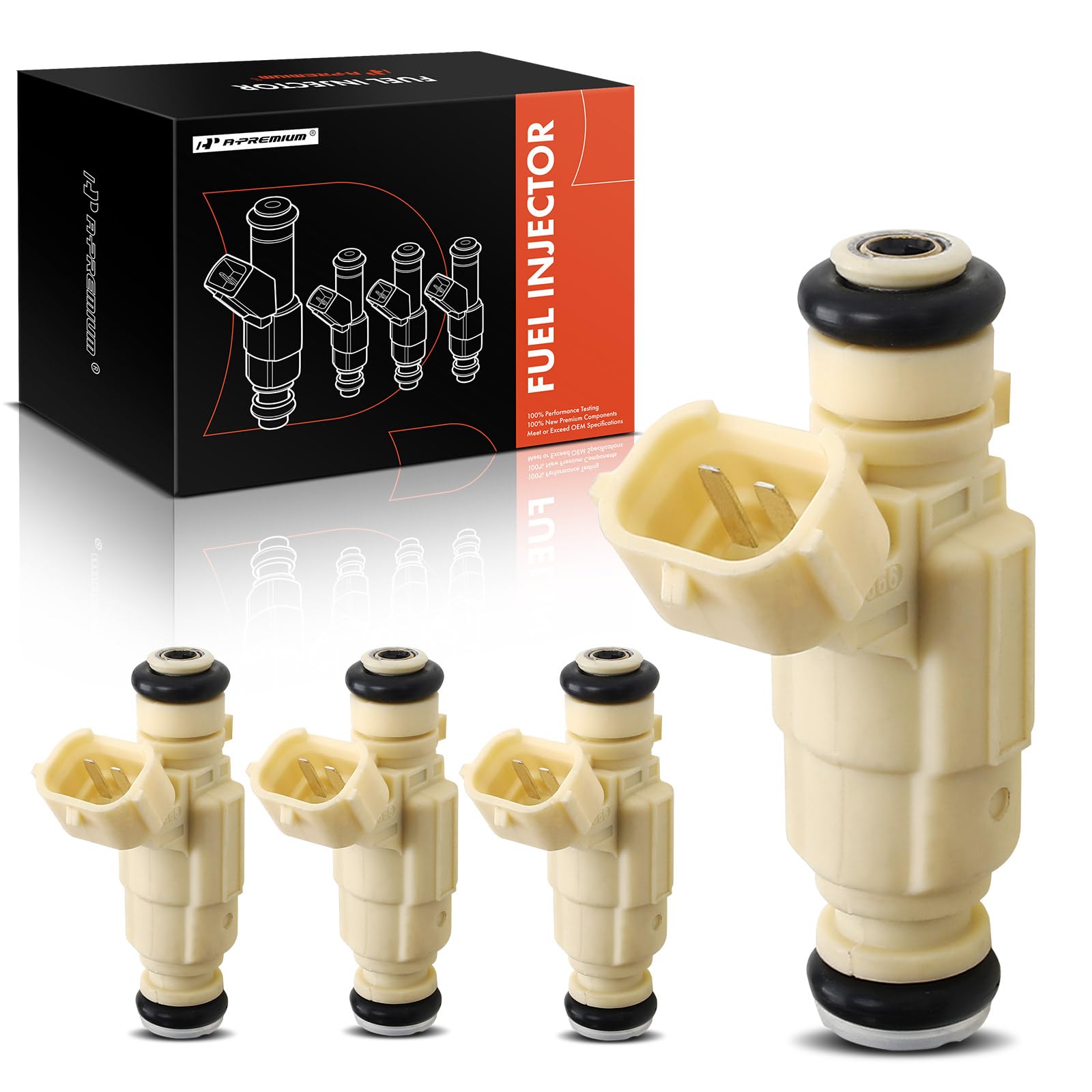 A-Premium 4 Pcs Fuel Injectors Compatible with Hyundai Elantra 2001-2007,Tucson 2005-2009, Tiburon 2003-2008 & Kia Sportage 2005-2010, Spectra 2004-2007,Spectra5 2005-2009, 2.0L, Replace# 3531023600