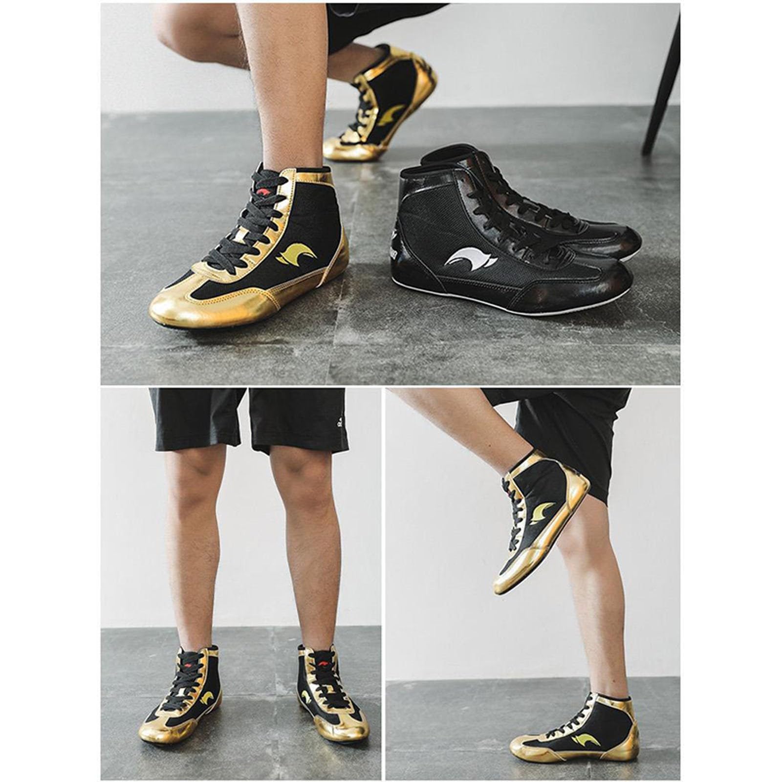 Zapatillas grandes para hombre, zapatos de boxeo, zapatos de entrenamiento de lucha libre, botas largas, zapatos de boxeo, entrenamiento de competición, tenis casuales para hombre