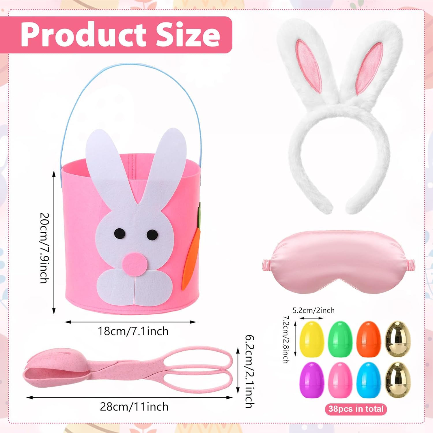 Thenshop 44 Pcs Easter Eggs Clip Challenge Bucket for Family Easter Party Game Blindfold Eggs Picking Hunt Activities for Holiday