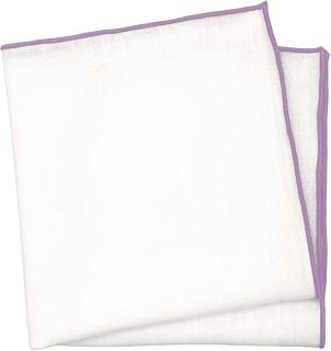 Ivory Color Pocket Square with Colored Trim Embroidered