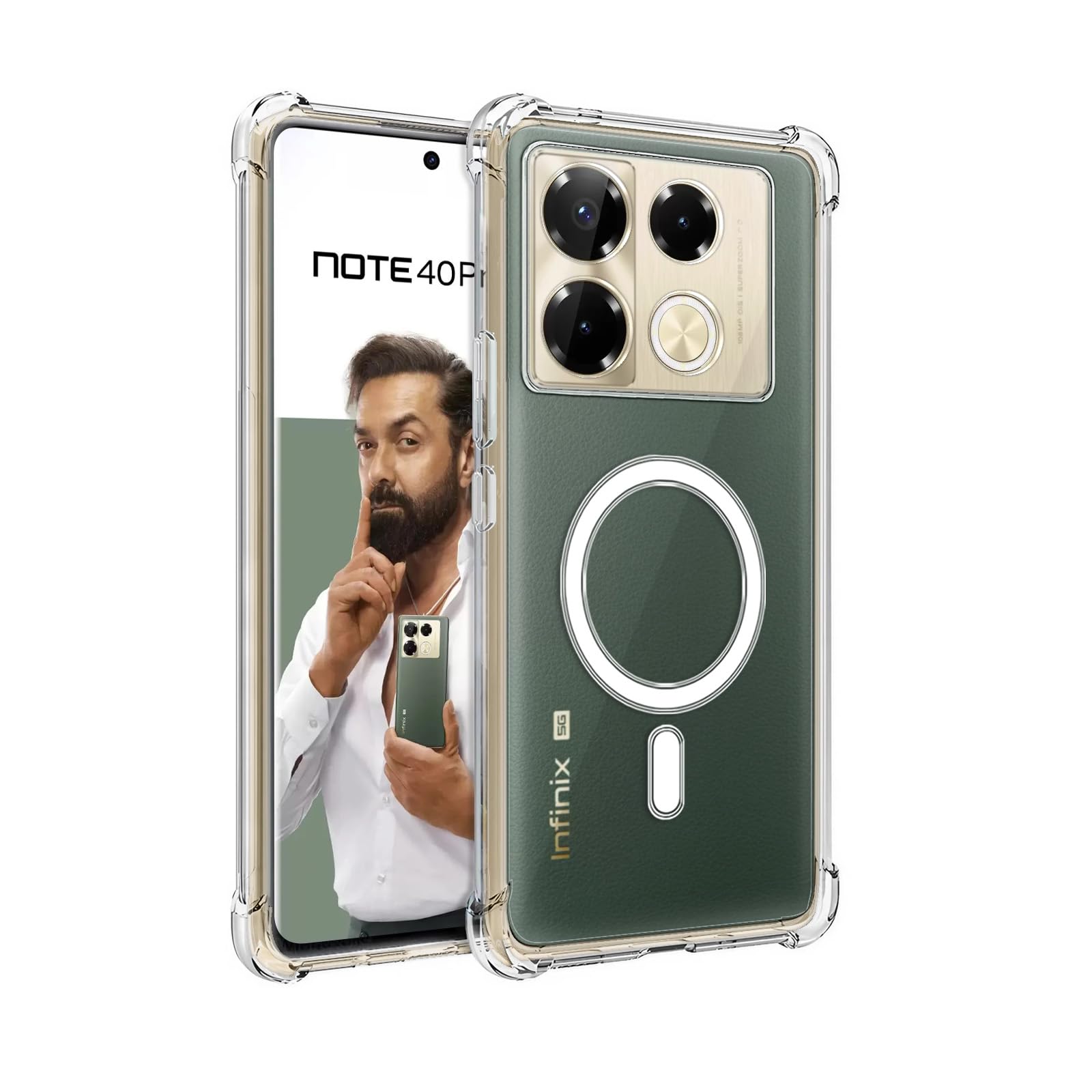 Amazon Brand - Solimo Thermoplastic Polyurethane Wireless Charging Support Back Cover for Infinix Note 40 Pro Wireless Charging Support Back Cover - Transparent