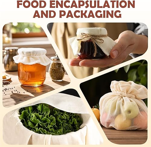 Miniatura 7 de 12 paños de queso reutilizables para colar de 20 x 20 pulgadas, paños de queso de grado 100 con bordes con dobladillo, 100% algodón sin blanquear,