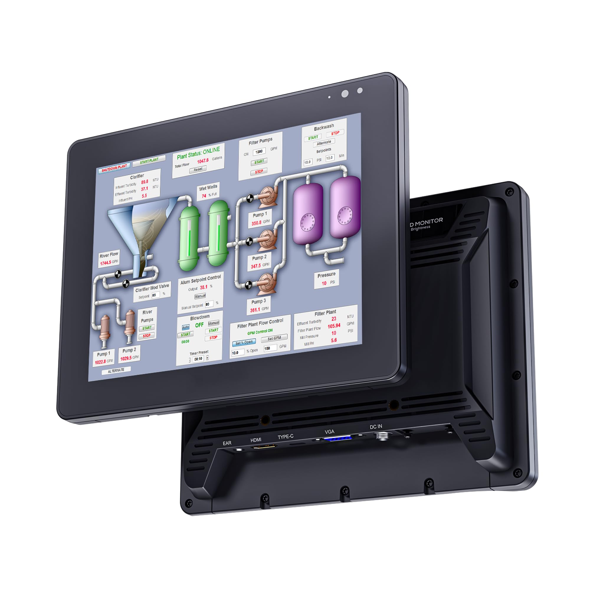LILLIPUT 8” Ratio 4:3 1000 Nits IP65 Monitor, HDMI/VGA Industrial Touch Display- Optical Bonding, Auto Dimming &amp; Waterproof Design (819H/T – Full IP65 HDMI Only Touch Screen)