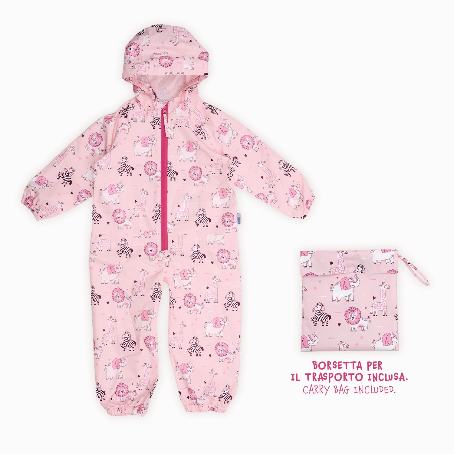 PERLETTI Combinaison de Pluie Enfant Imperméable - Veste Vetements Pluie à Capuche Garçon Fille Résistant Lèger avec Bandes Réfléchissantes