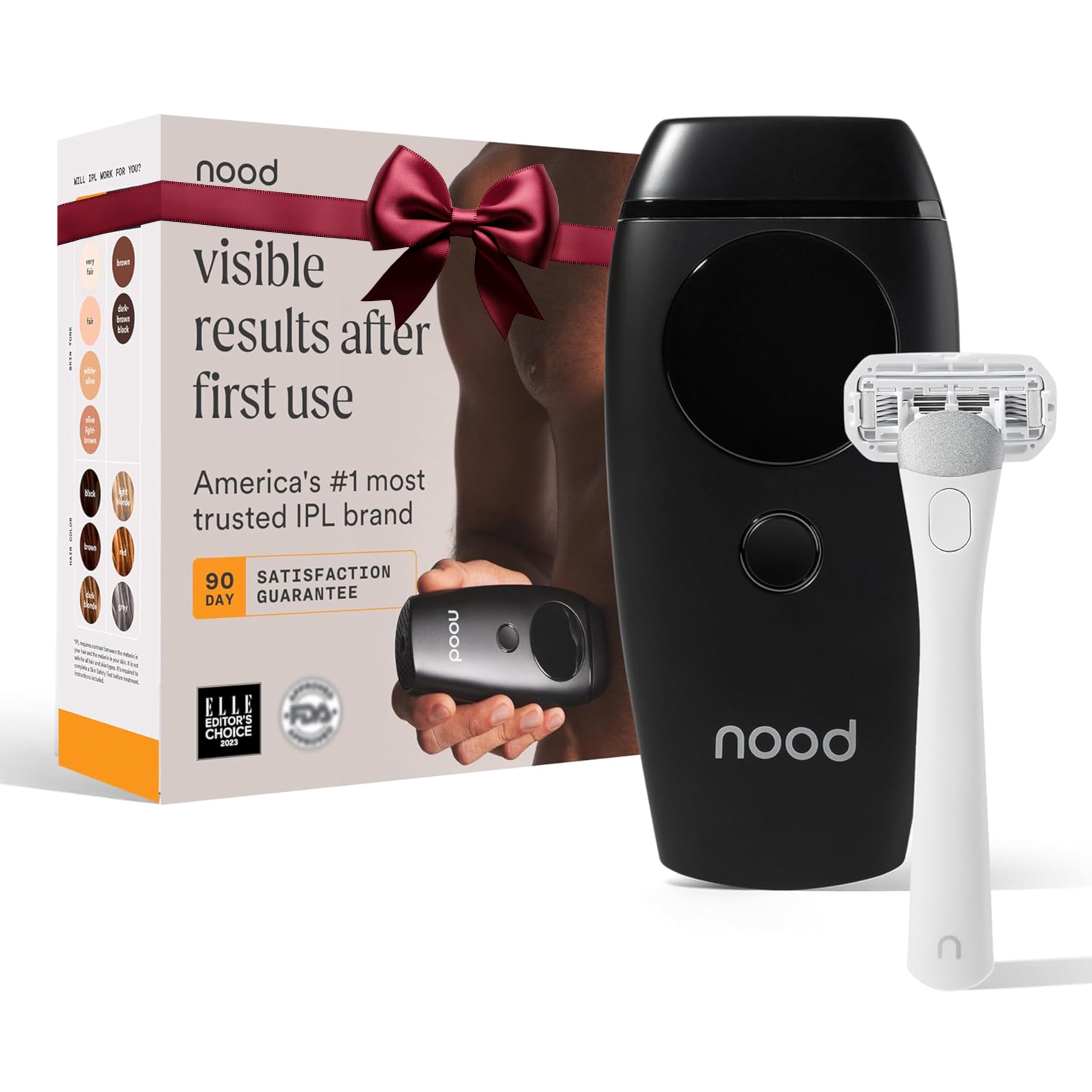 Nood™ NEW Flasher 2.0 + Shaving Starter Kit — IPL Laser Hair Removal Device for Women & Men with Refillable 5-Blade Razors — Pain-Free IPL Hair