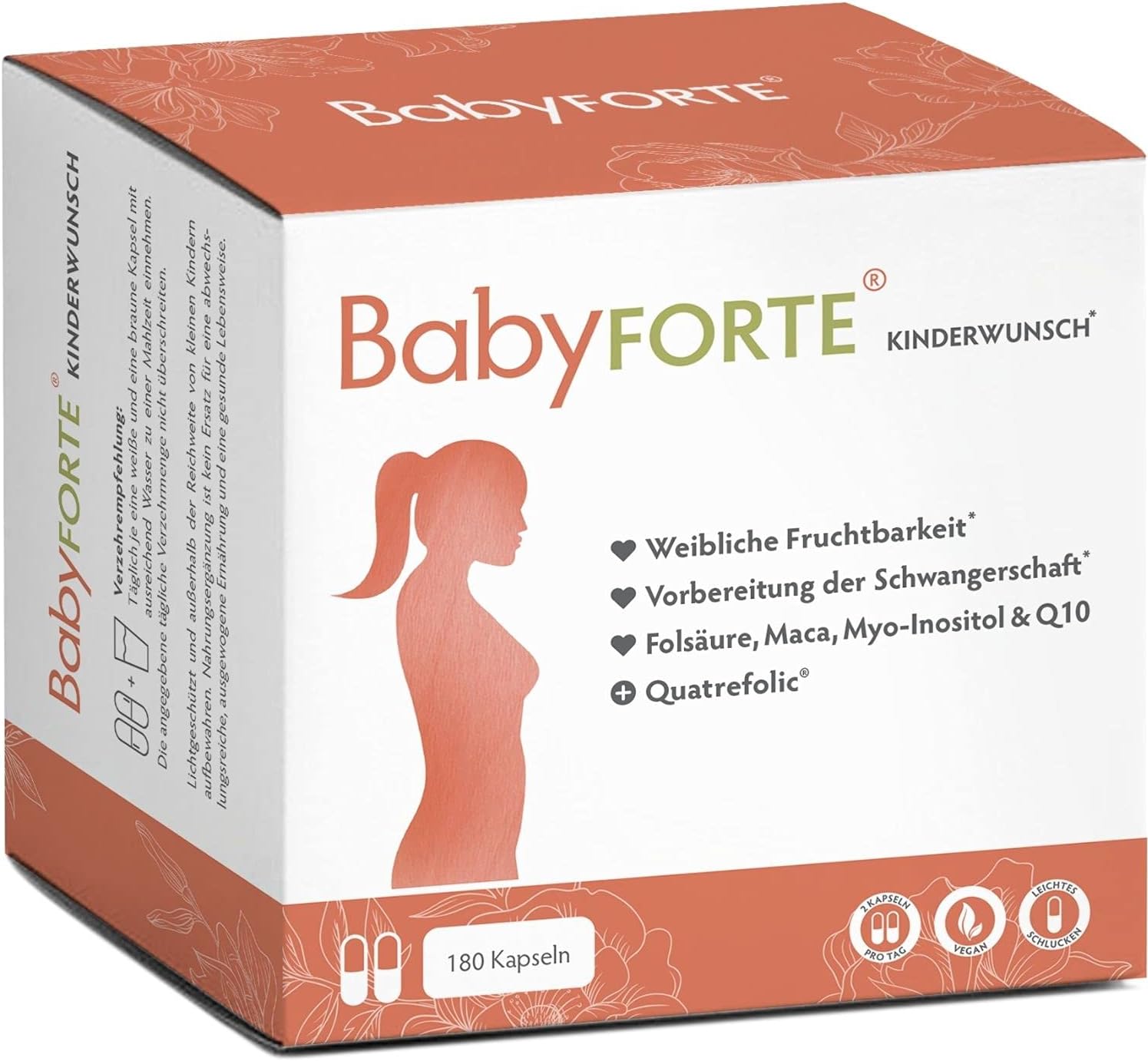 BABYFORTE® Kinderwunsch Tabletten | vegan | Folsäure 800 μg, Quatrefolic®, Maca, Inositol, Jod ...