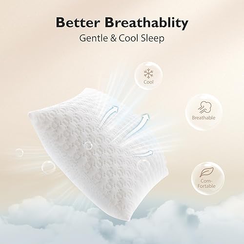 Miniatura 8 de ALPHA HOME Almohadas tamaño King - Almohada de espuma viscoelástica triturada ajustable para dormir de espalda, de lado y de estómago, alivio del