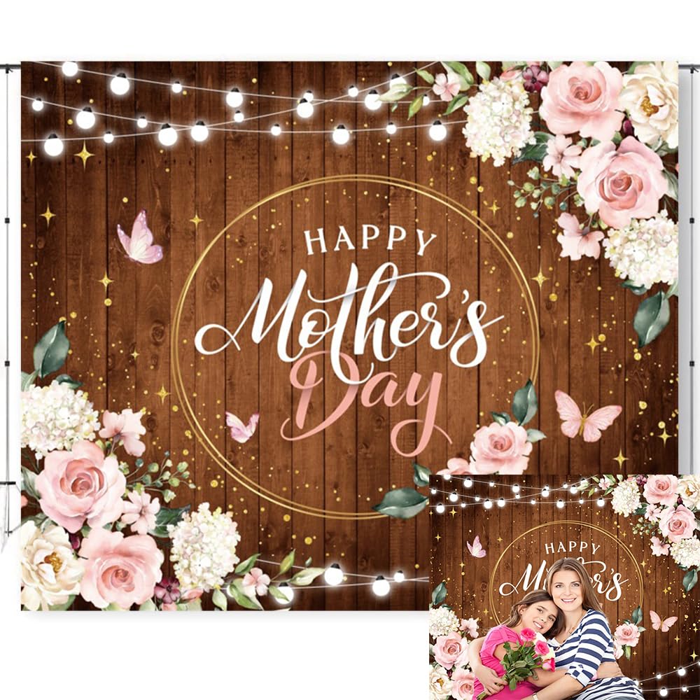 Pavimento in legno Felice Festa della Mamma Sfondo Rosa Fiore Festa della Mamma Sfondo per Fotografia Festa della Mamma Fotografia Sfondo Decorazioni Banner Best Mom Party Supplies Puntelli