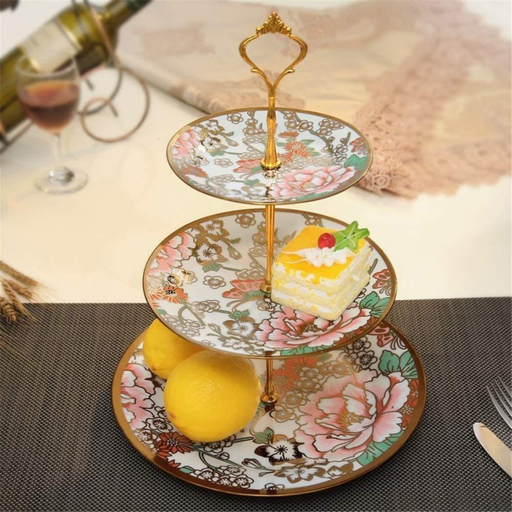 3-Tier-Porzellan-Cupcake-Ständer, abgestufter Servierständer, Dessert-Stand, Servierschalen-Platte für Tee-Party-Hochzeitsbaby-Duschbuffet-Server