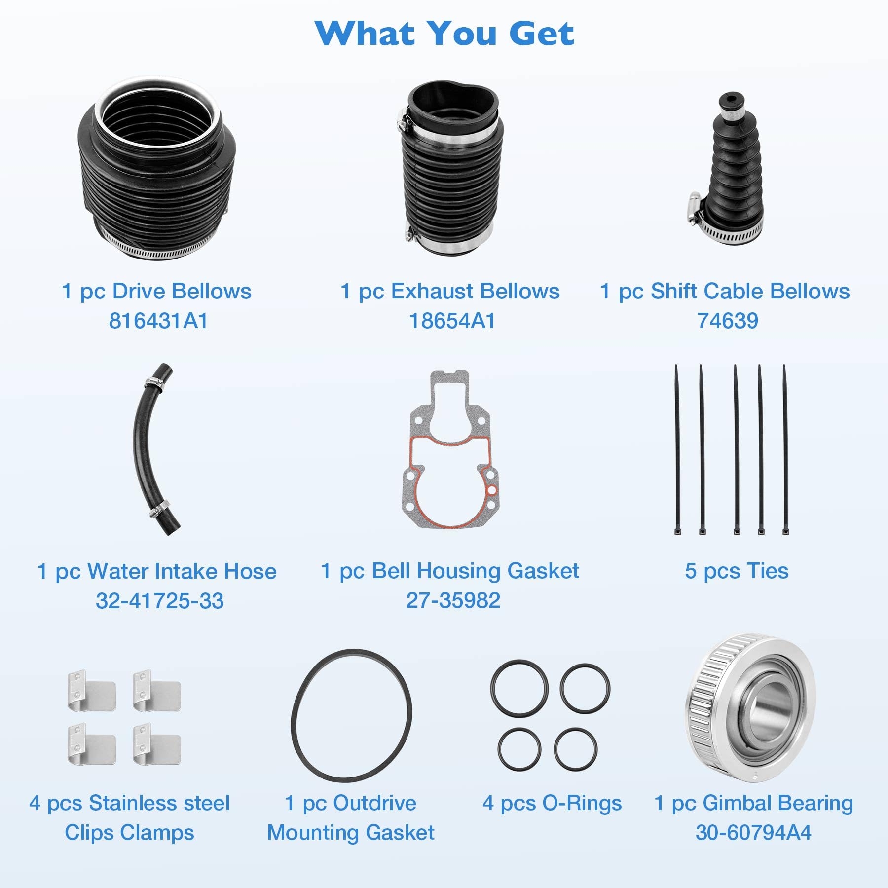 Amazon.com: 30-803099T1 Transom Seal Bearing Bellows Kit for