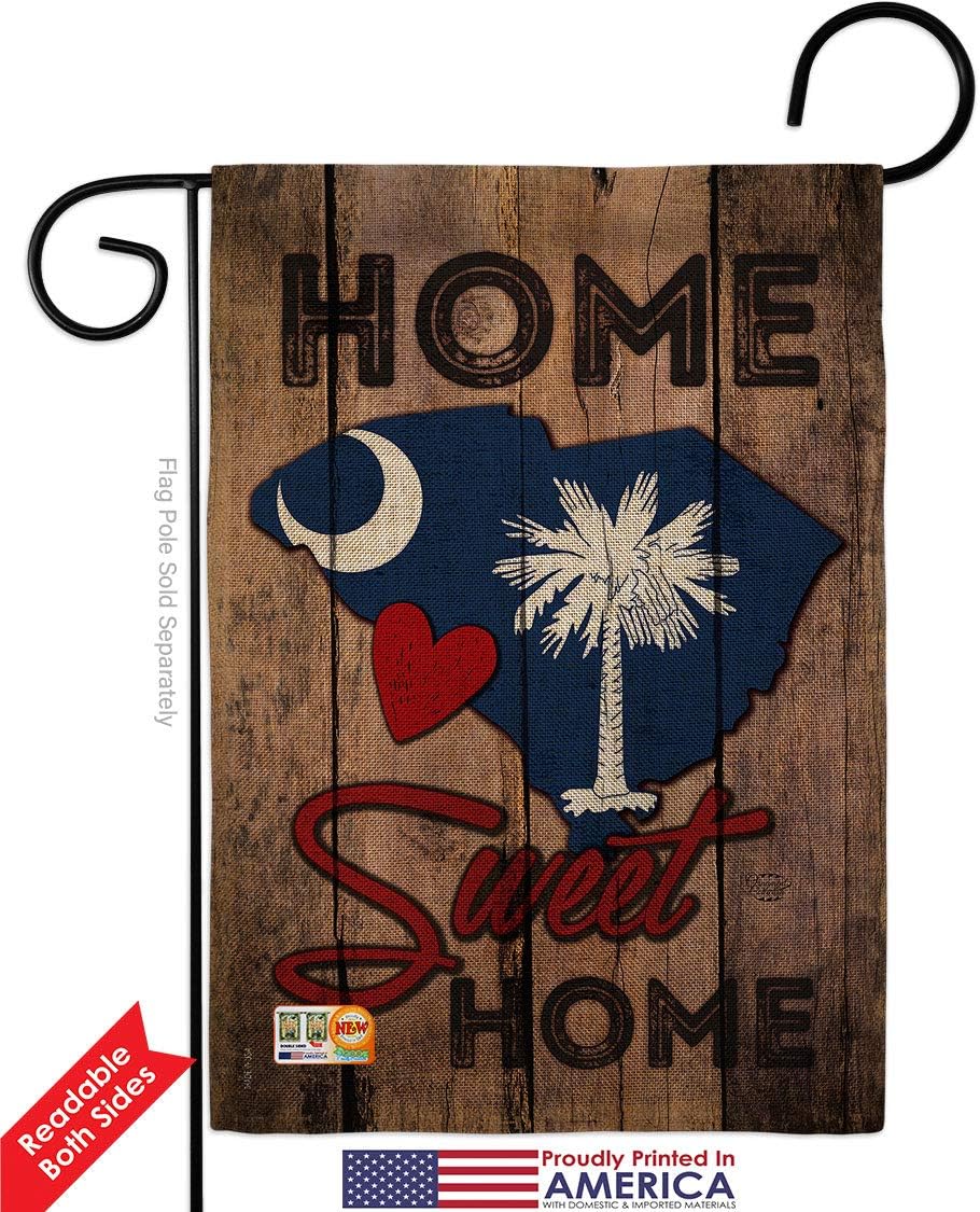 State South Carolina Home Sweet Garden Flag Set Wall Holder Regional USA American Territories Republic Country Particular Area Small Decorative Gift Yard House Banner Double-Sided Made In 13 X 18.5