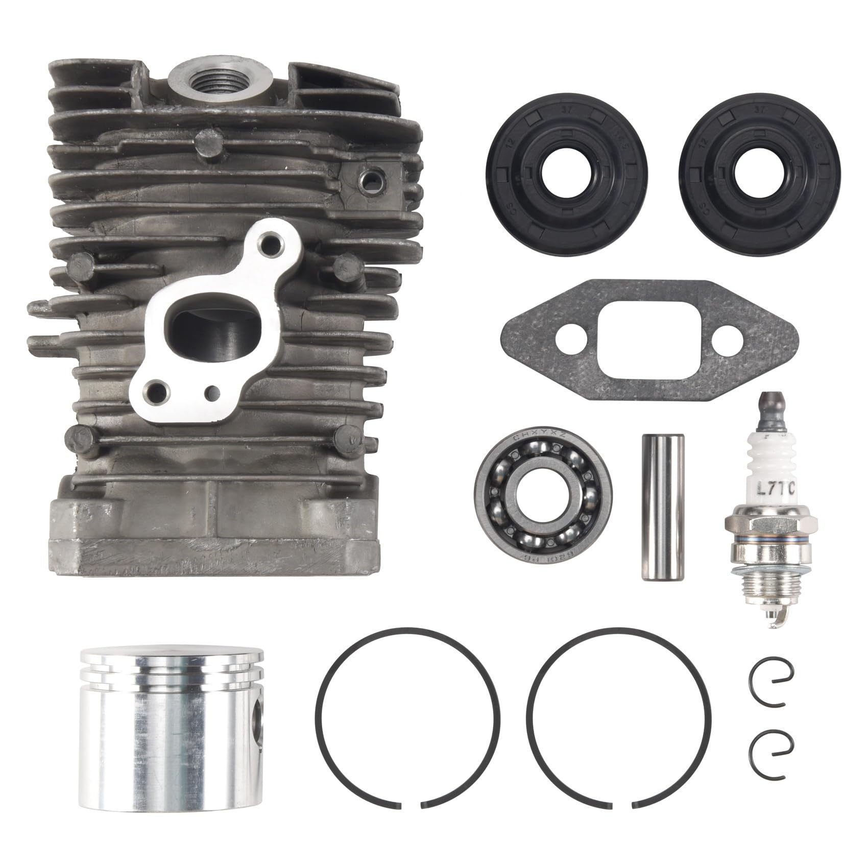 Littimoon 41.1mm Chainsaw Cylinder and Gasket Piston Assy Grooved Ball Bearing Kit for Partner 350 Partner 351