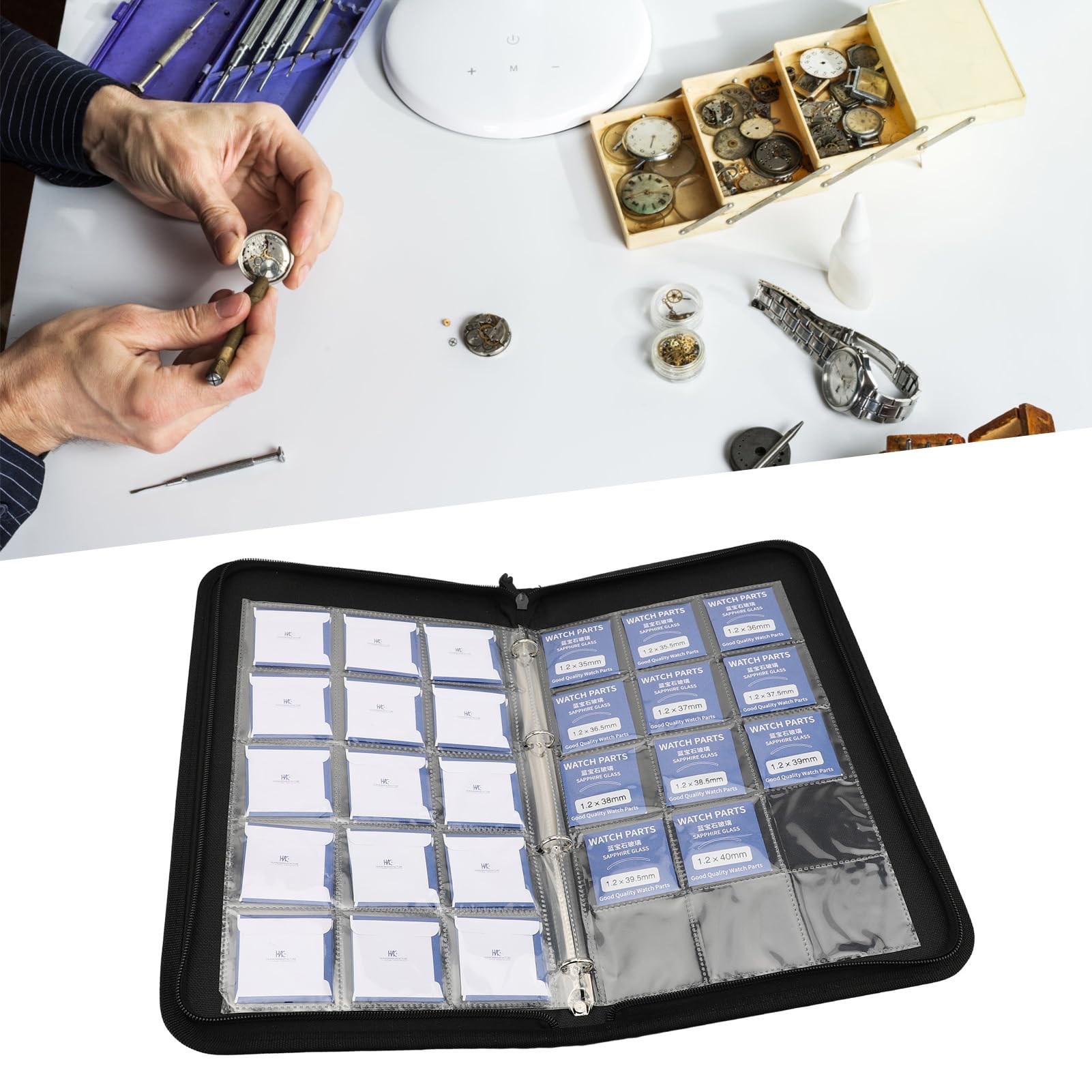 Saphirglas-Uhrenglas-Set, 41-teilig, Hochklare Doppelkuppel, Ersatz für Uhrmacher mit 20–40 Mm Durchmesser