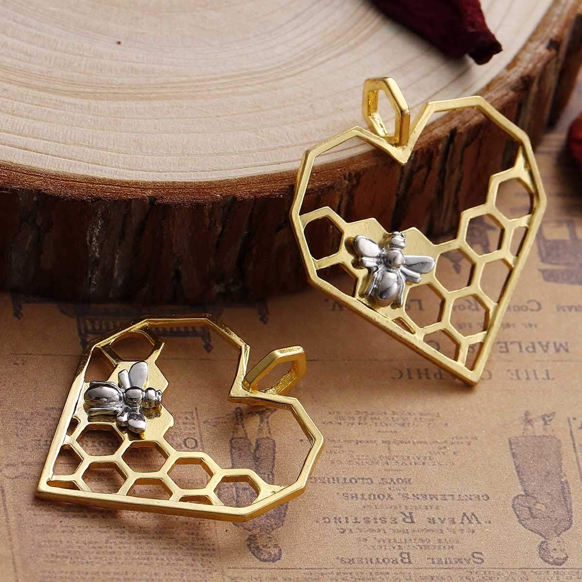 JGFinds Honeycomb Bee Charms, 20 Pack Large 1 1/8-1 3/4 Inch (Gold Tone Group) for DIY Craft Keychain, Jar Charms and Bee Embellishments, Jewelry Making Supplies : Arts, Crafts & Sewing